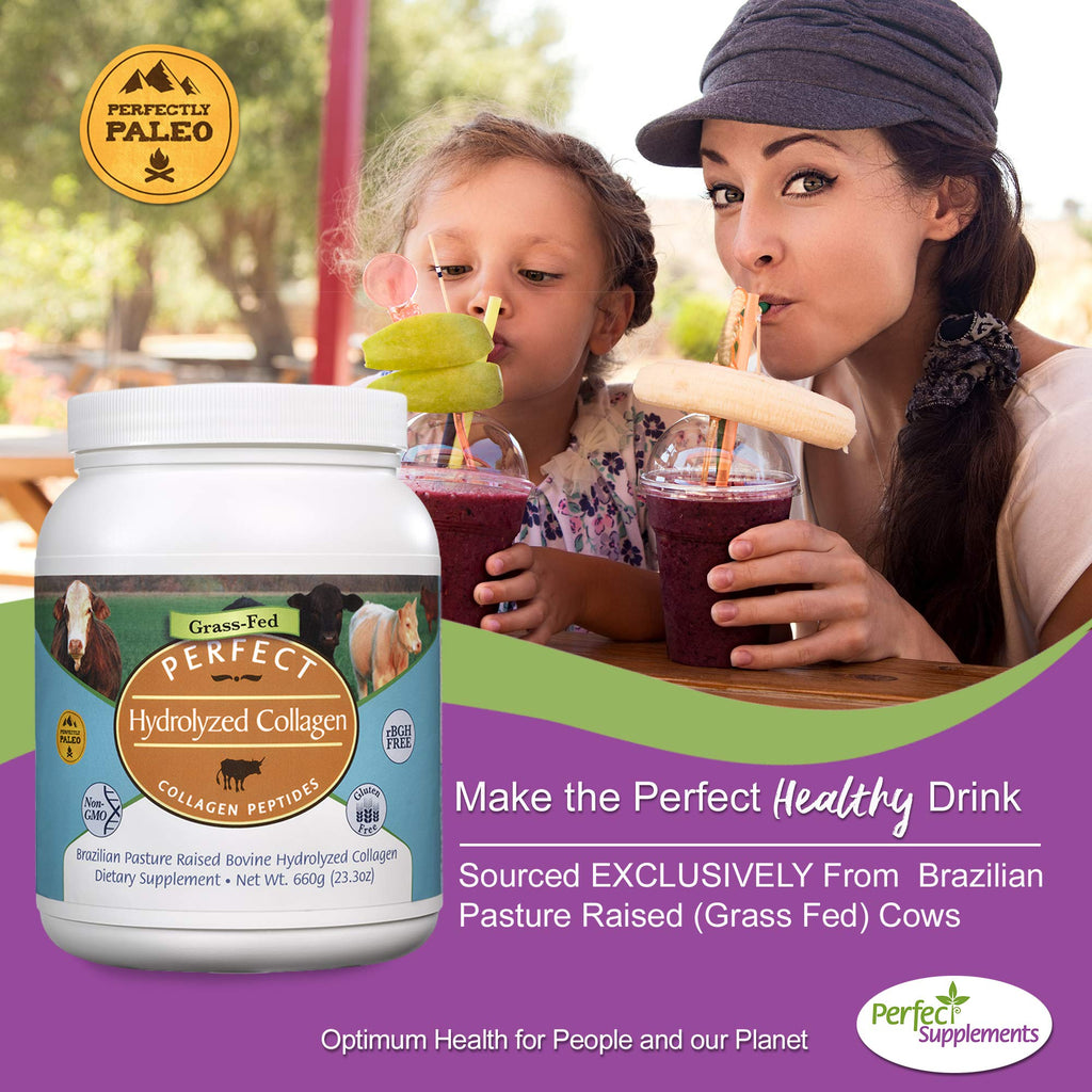 Perfect Hydrolyzed Collagen Powder 660g – All Natural, Brazilian Pasture Raised – 2 Pack | Perfect Supplements