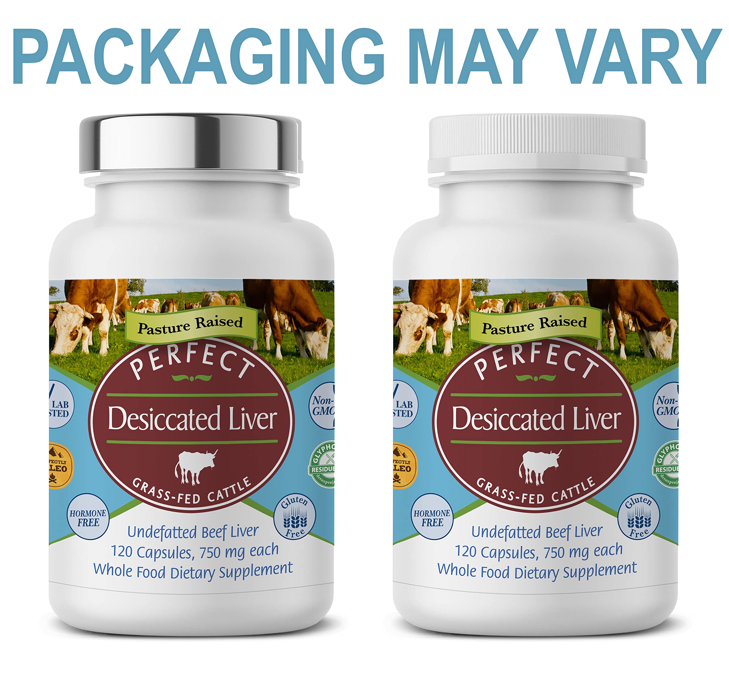 Perfect Supplements Desiccated Liver – 120 Capsules – Undefatted Beef Liver – Grass-Fed Argentinean Cattle – 2 Pack