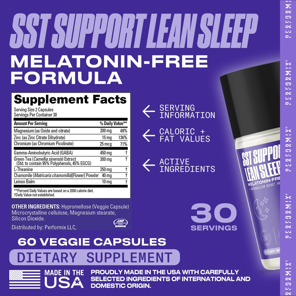 PERFORMIX SST Support Lean Sleep – Herbal Sleep Aid (60 Veggie Capsules)