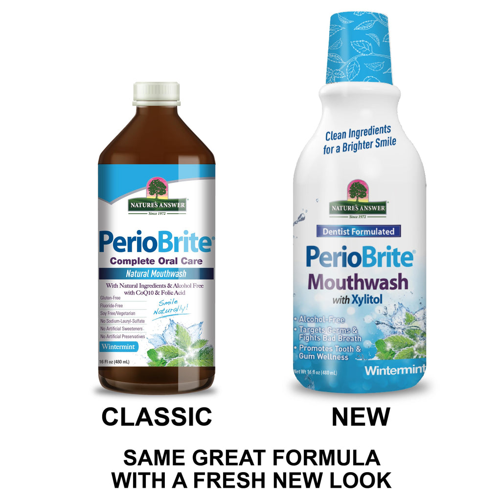 Nature's Answer PerioBrite Winter Mint Mouthwash – Fluoride-Free, Alcohol-Free & Vegan (16oz)