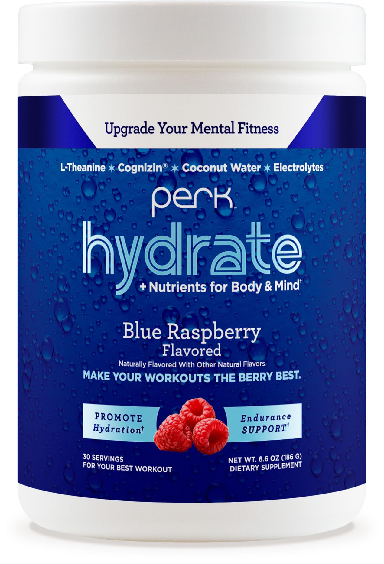 Perk Hydrate Blue Raspberry Electrolyte Drink Mix (30 Servings) - Gluten Free