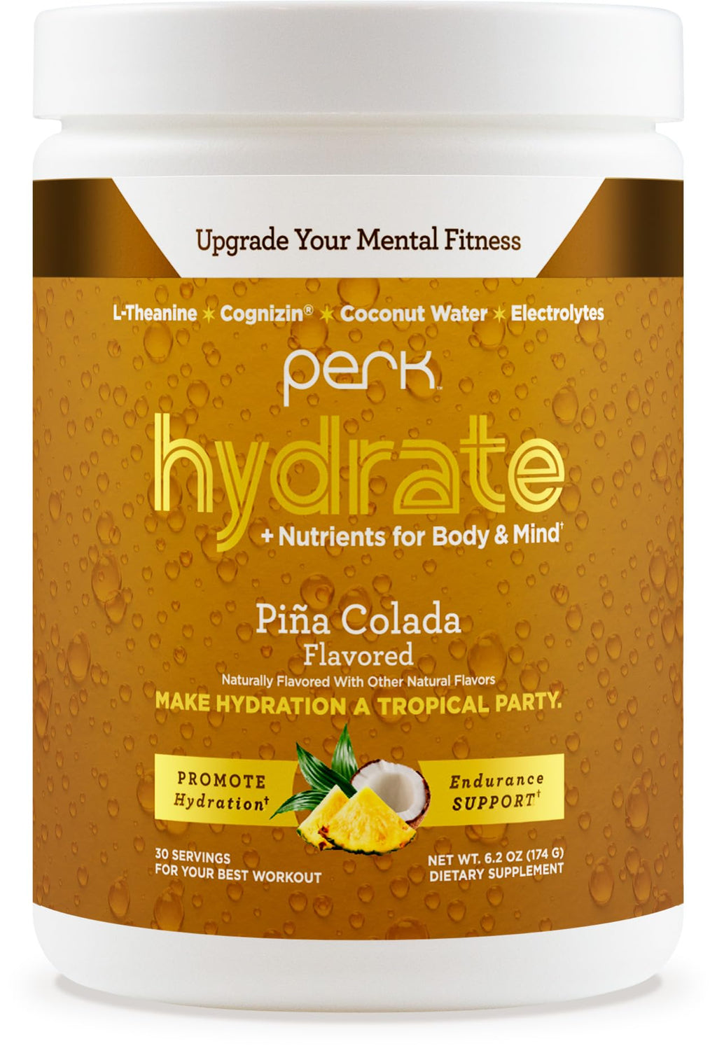 Perk Hydrate Pina Colada Electrolyte Drink Mix - 30 Servings | Gluten Free