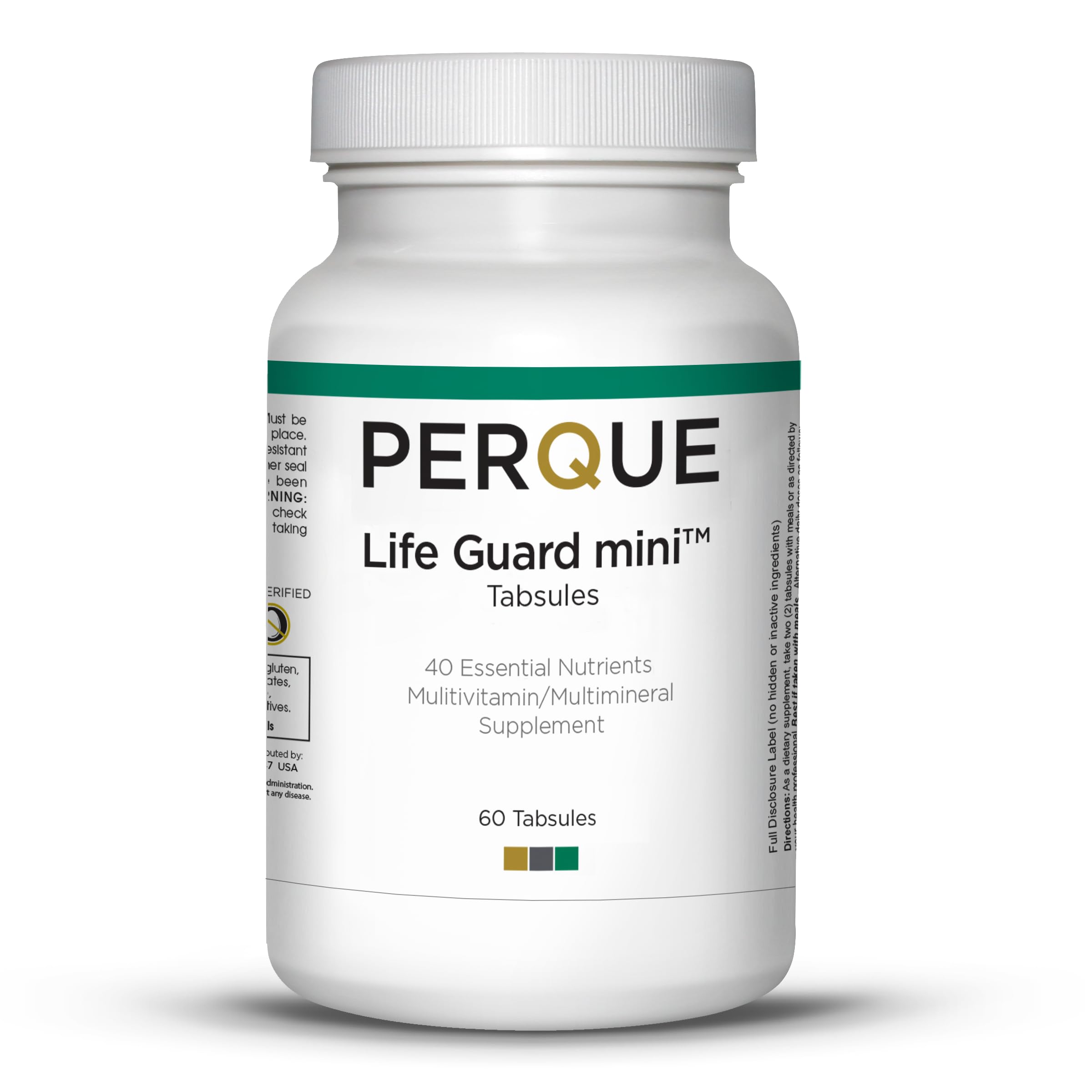 Perque Life Guard Mini Tabsules – 60 Count | 40 Essential Nutrients for Heart, Body & Brain