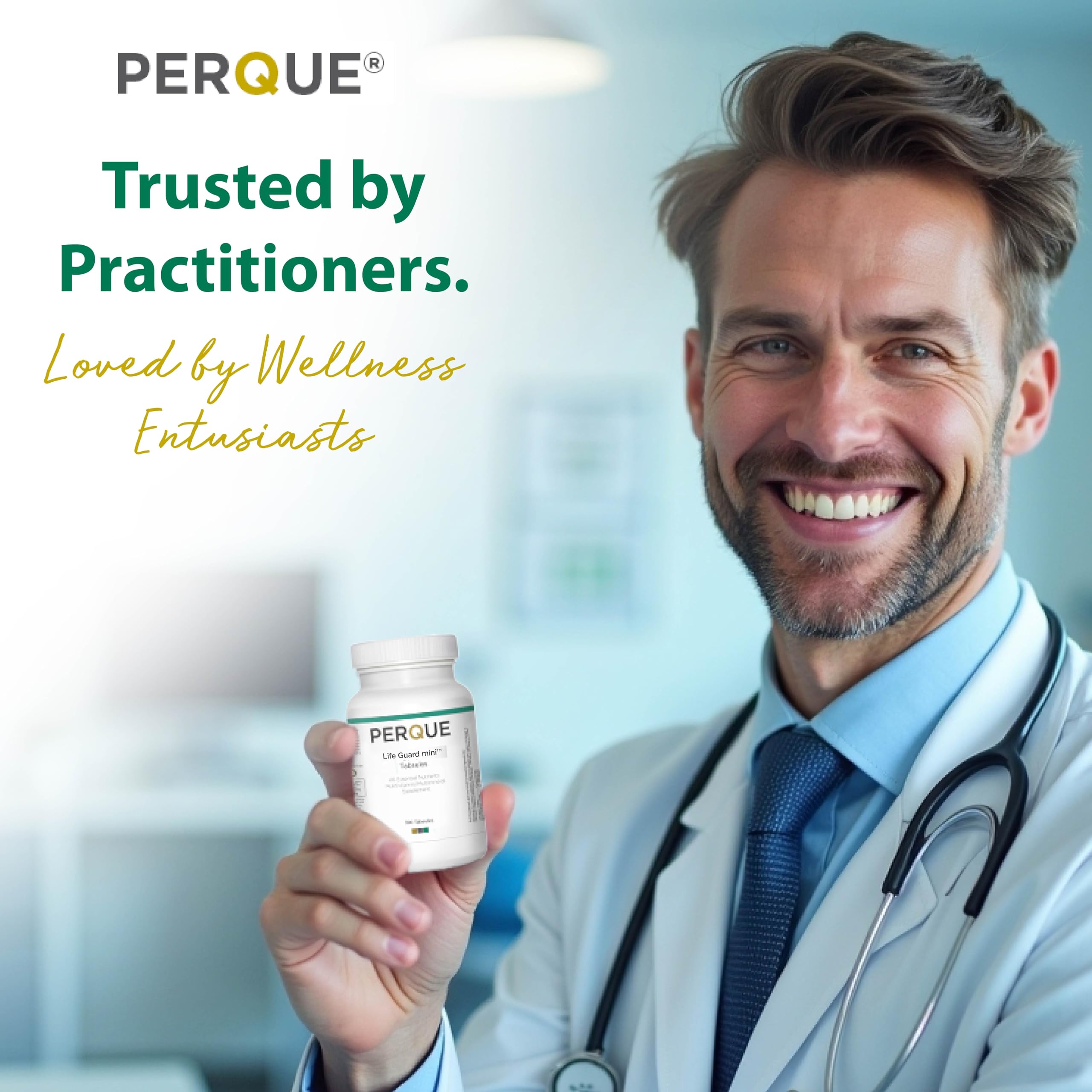 Perque Life Guard Mini Tabsules – 60 Count | 40 Essential Nutrients for Heart, Body & Brain