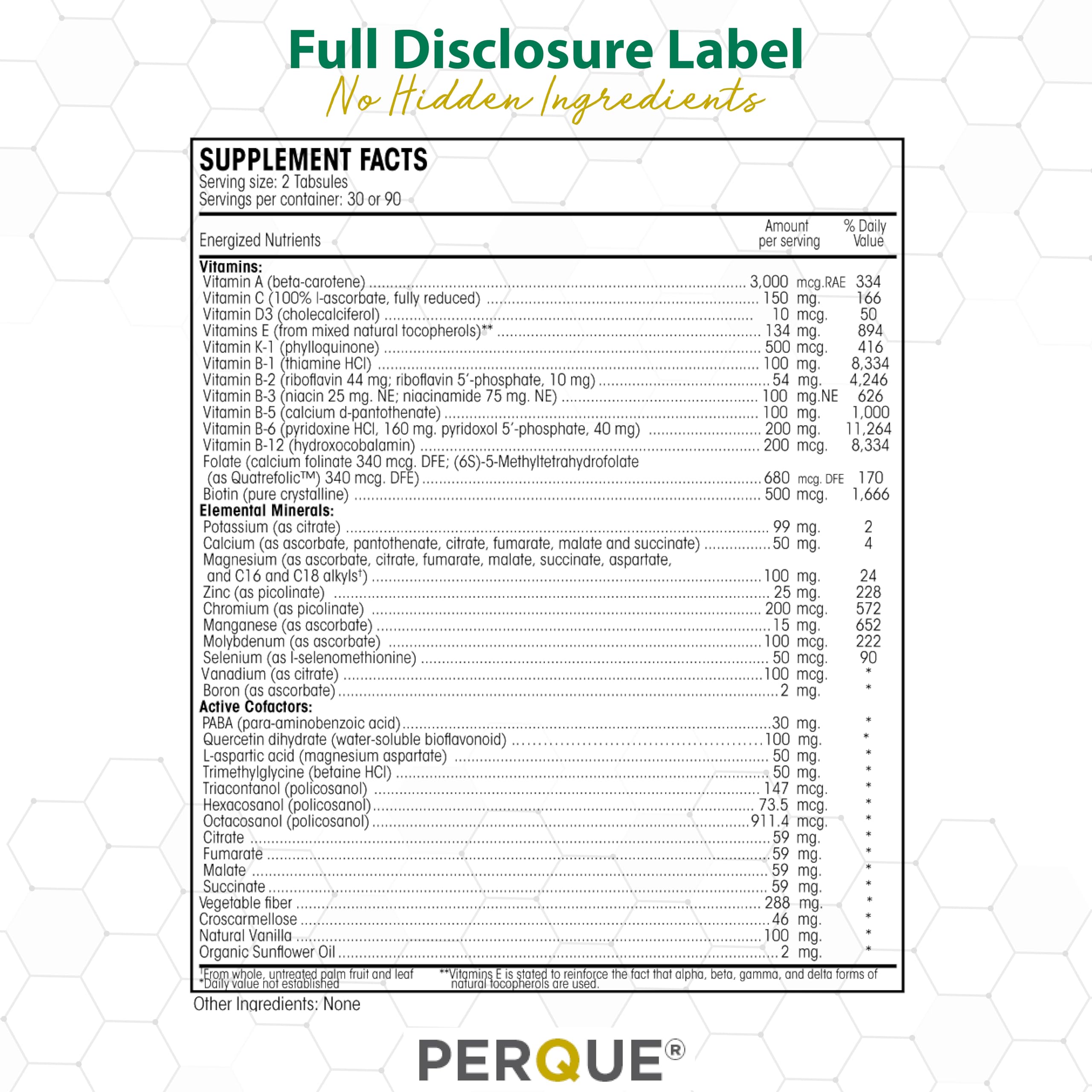 Perque Life Guard Mini Tabsules – 60 Count | 40 Essential Nutrients for Heart, Body & Brain