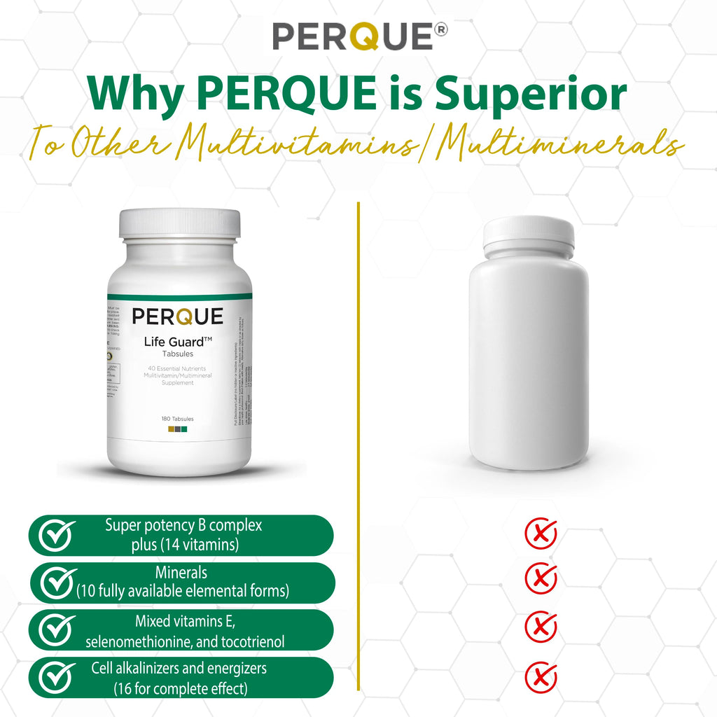 Perque Life Guard Mini Tabsules – 60 Count | 40 Essential Nutrients for Heart, Body & Brain