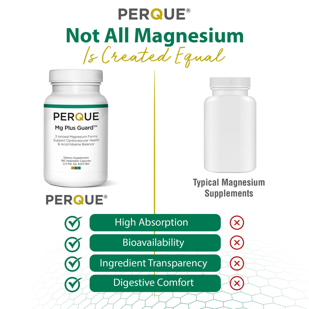 PERQUE Mg Plus Guard — High-Absorption Magnesium Glycinate, 180 Veg Capsules