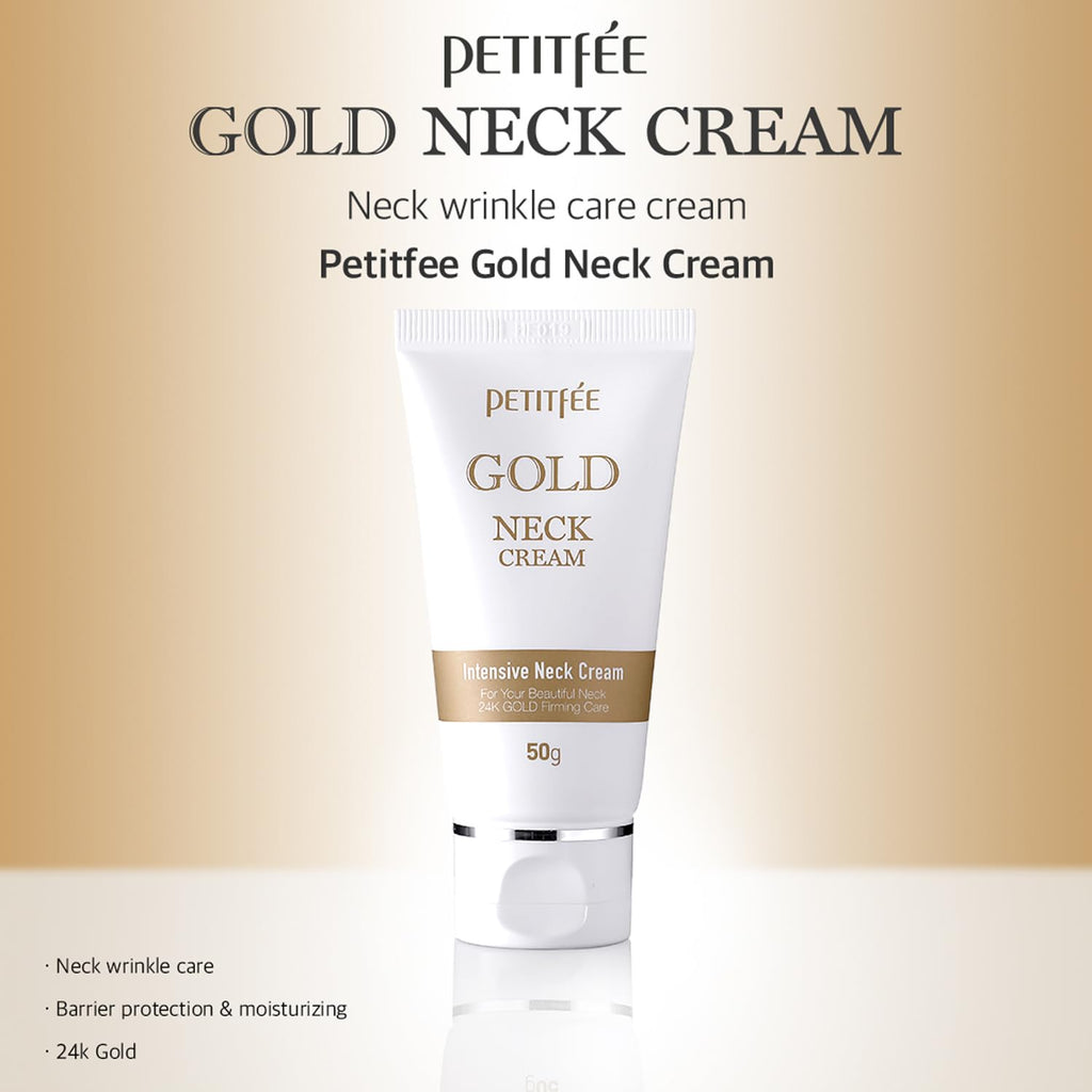 Petitfee Gold Neck Cream 1.69 fl oz (50 g) – 24K Gold & Adenosine Firming Moisturizer