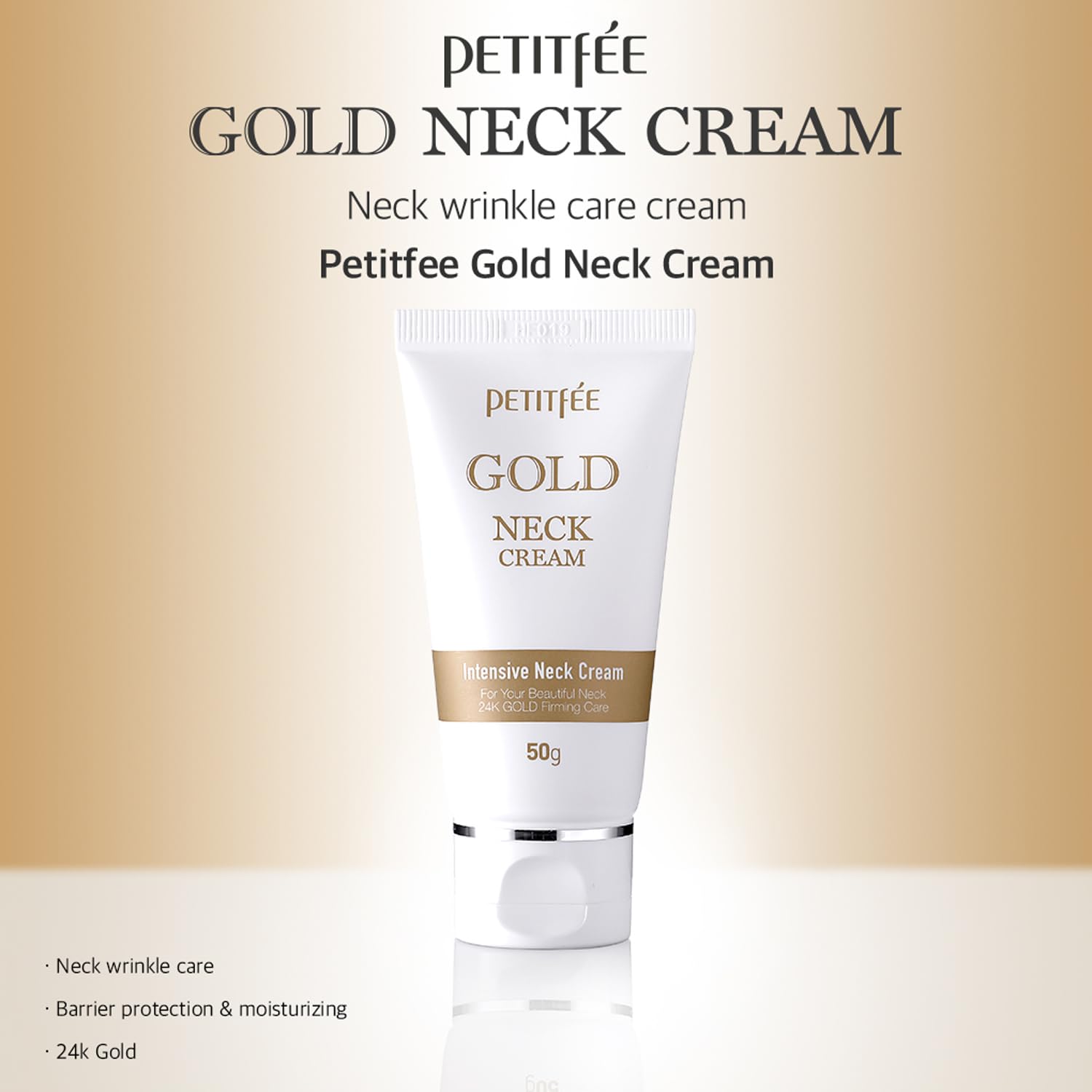 Petitfee Gold Neck Cream 1.69 fl oz (50 g) – 24K Gold & Adenosine Firming Moisturizer