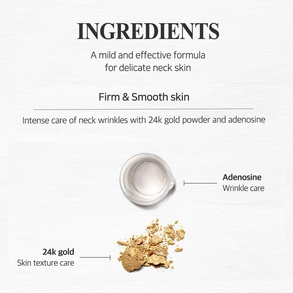 Petitfee Gold Neck Cream 1.69 fl oz (50 g) – 24K Gold & Adenosine Firming Moisturizer