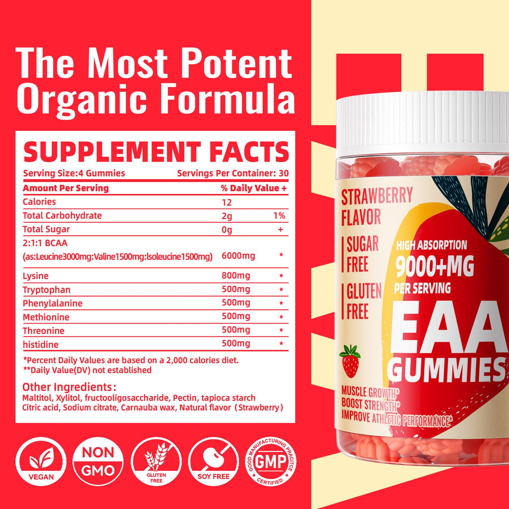 Pets Purest EAA Gummies 120 Strawberry – All 9 EAAs & BCAAs