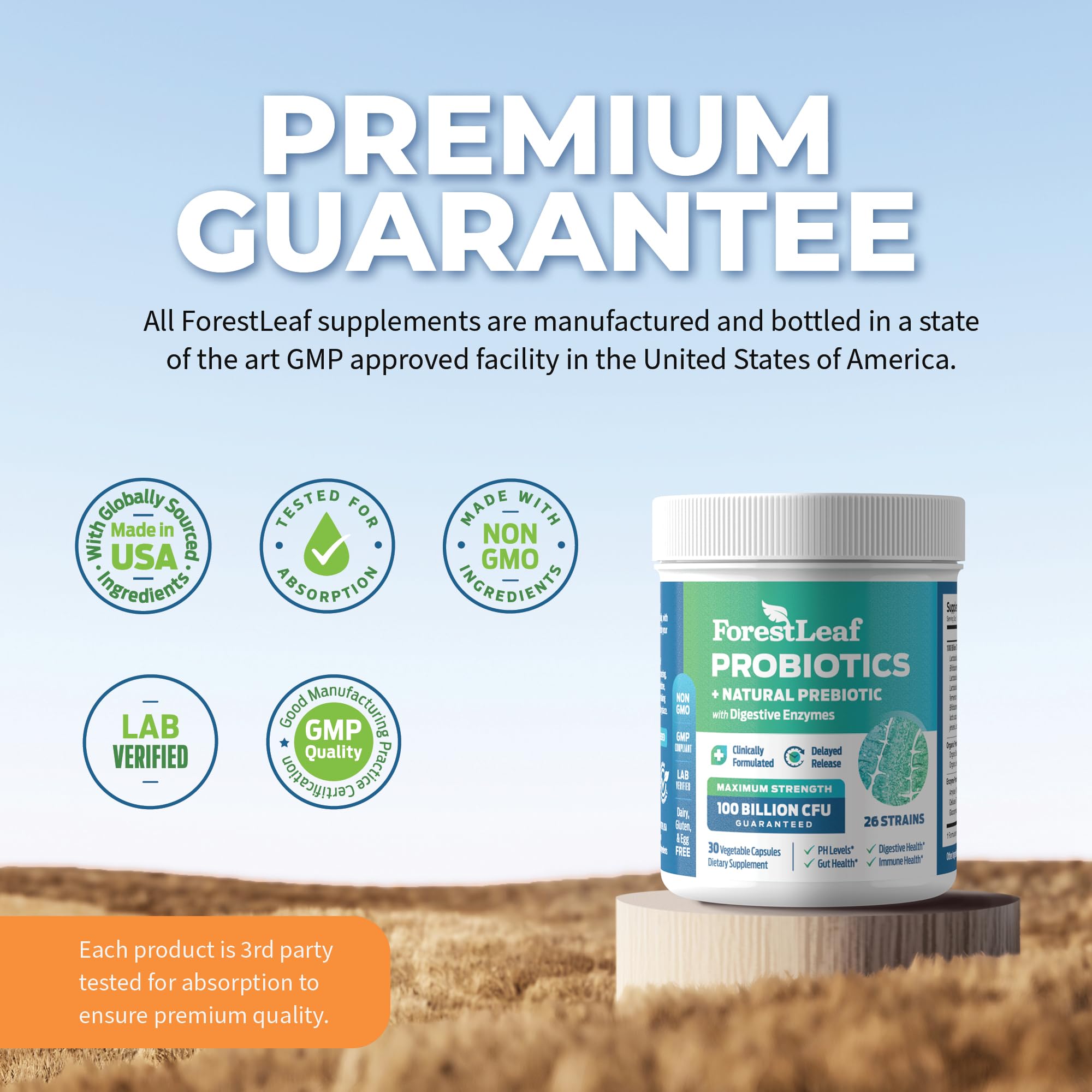100 Billion CFU Probiotics for Men & Women - 26 Strains