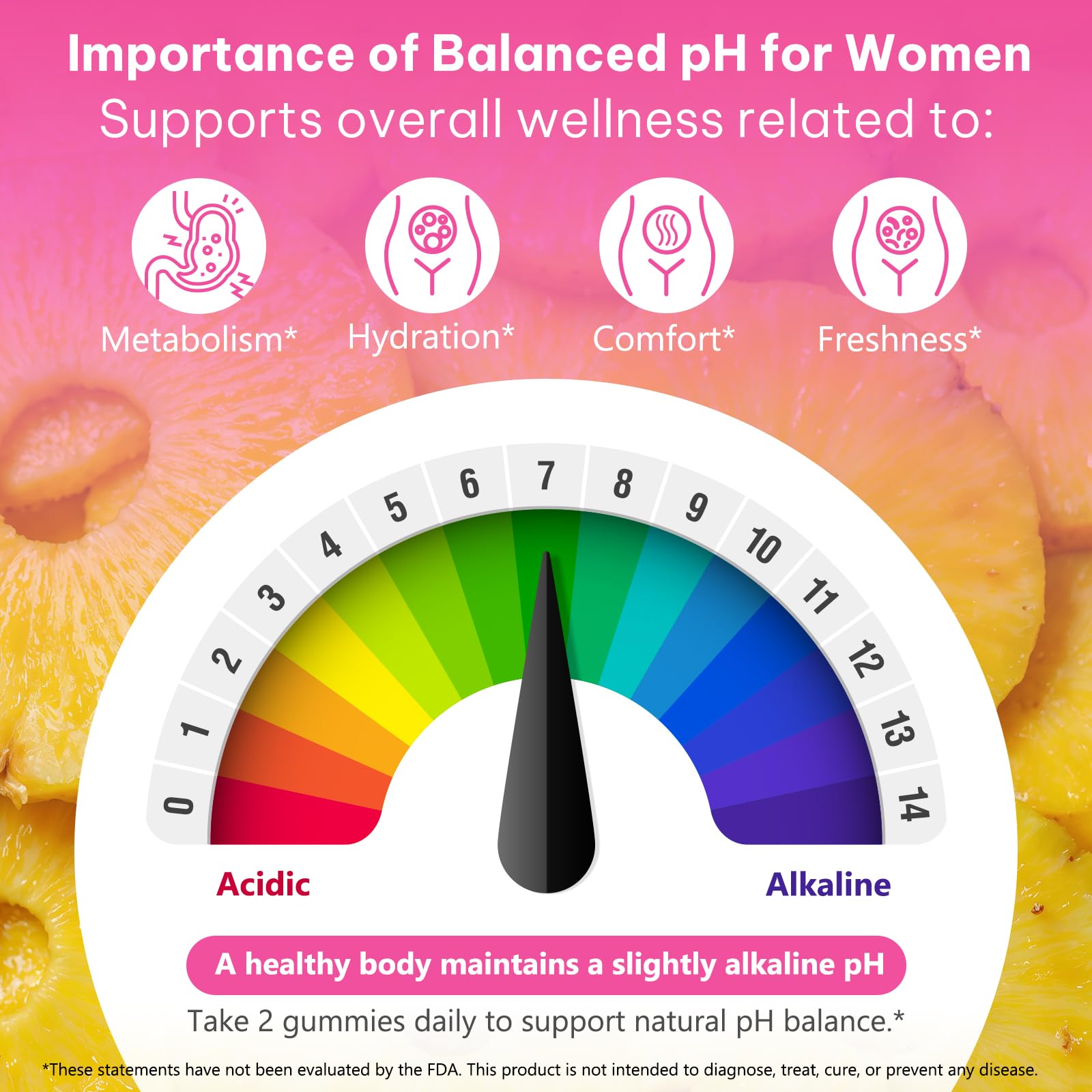 PH Balance for Women Gummies - Pineapple Probiotics for pH, Gut Health & Immunity (1 Pack)