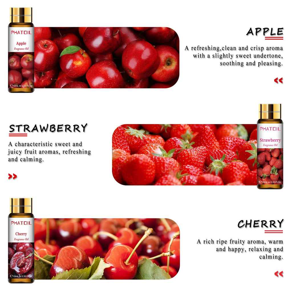 PHATOIL 9-Piece Fruity Essential Oils Gift Set | 10ml Fragrance Oils for Diffusers, Soap & DIY
