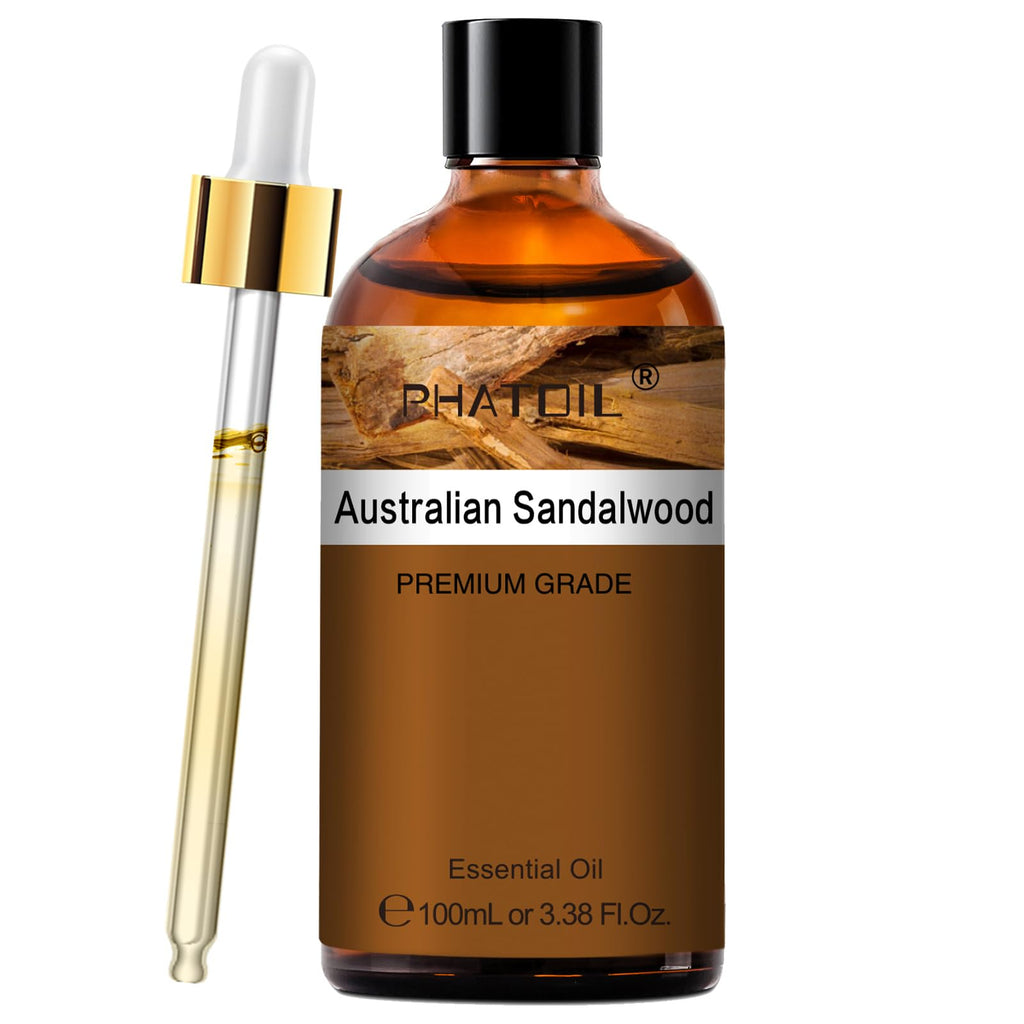 PHATOIL Australian Sandalwood Essential Oil 100ml – Pure, Natural Oil for Hair, Skin, Aromatherapy & DIY