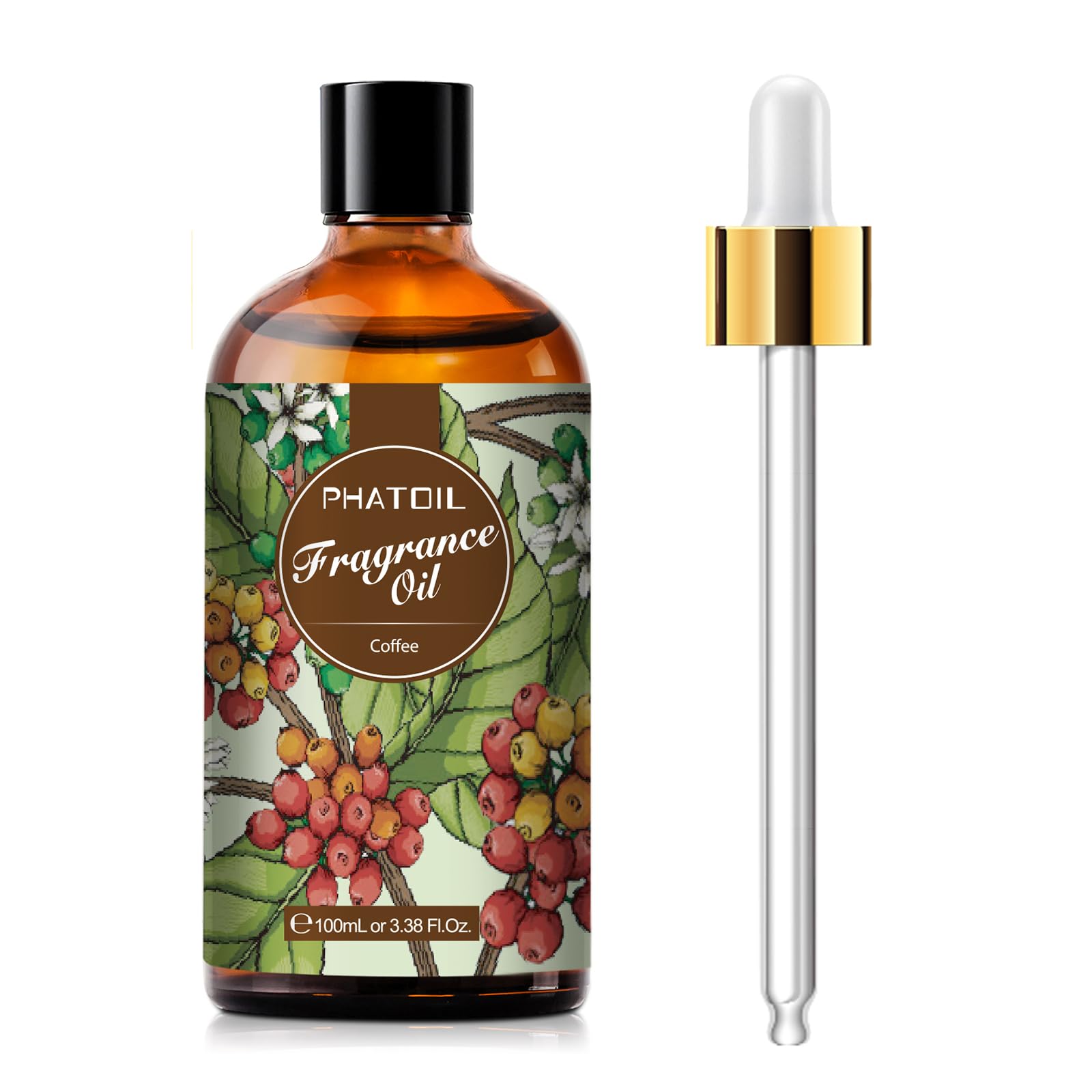 PHATOIL Coffee Fragrance Oil 100ml (3.38 fl oz) for Aromatherapy, Diffusers, DIY Candles & Soaps