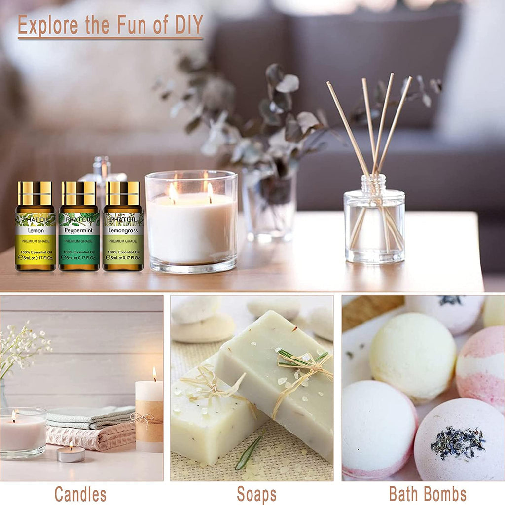 PHATOIL 15-Piece Essential Oils Gift Set – 100% Natural, 5ml Bottles