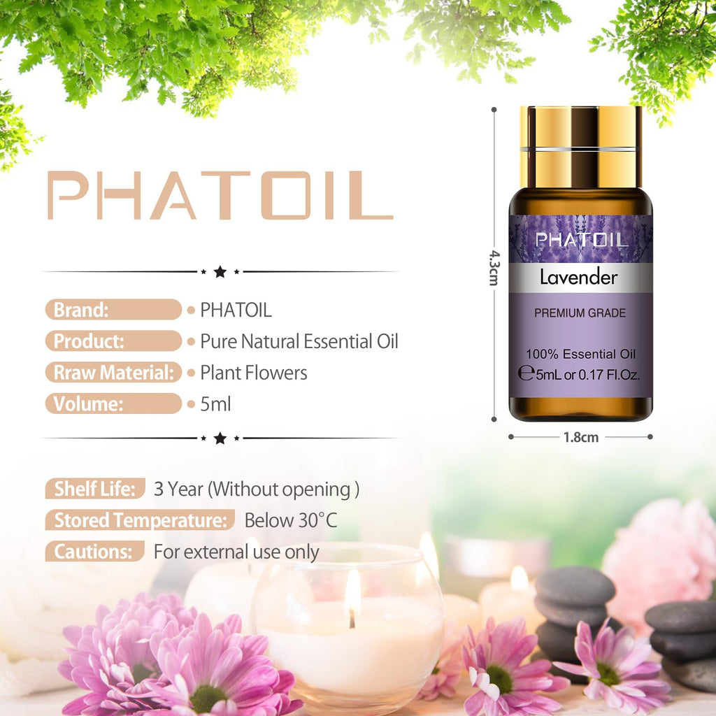 PHATOIL 15-Piece Essential Oils Gift Set – 100% Natural, 5ml Bottles