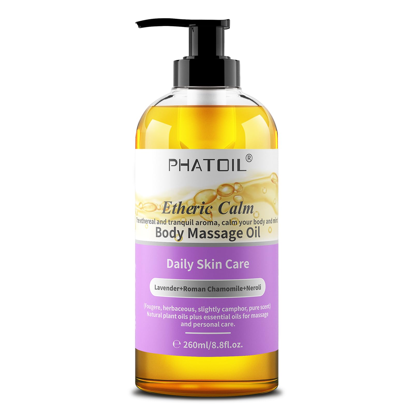 PHATOIL Etheric Calm Body Massage Oil 260 ml – Lavender, Roman Chamomile & Neroli