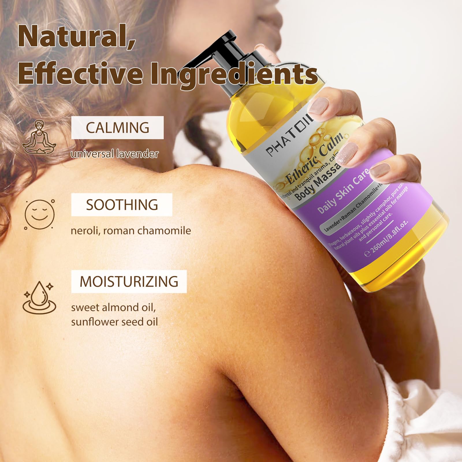 PHATOIL Etheric Calm Body Massage Oil 260 ml – Lavender, Roman Chamomile & Neroli