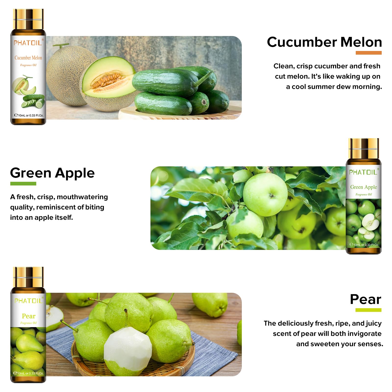 PHATOIL 9-Piece Fruit Fragrance Oil Set – 10ml Each for Soap Making & Diffusers