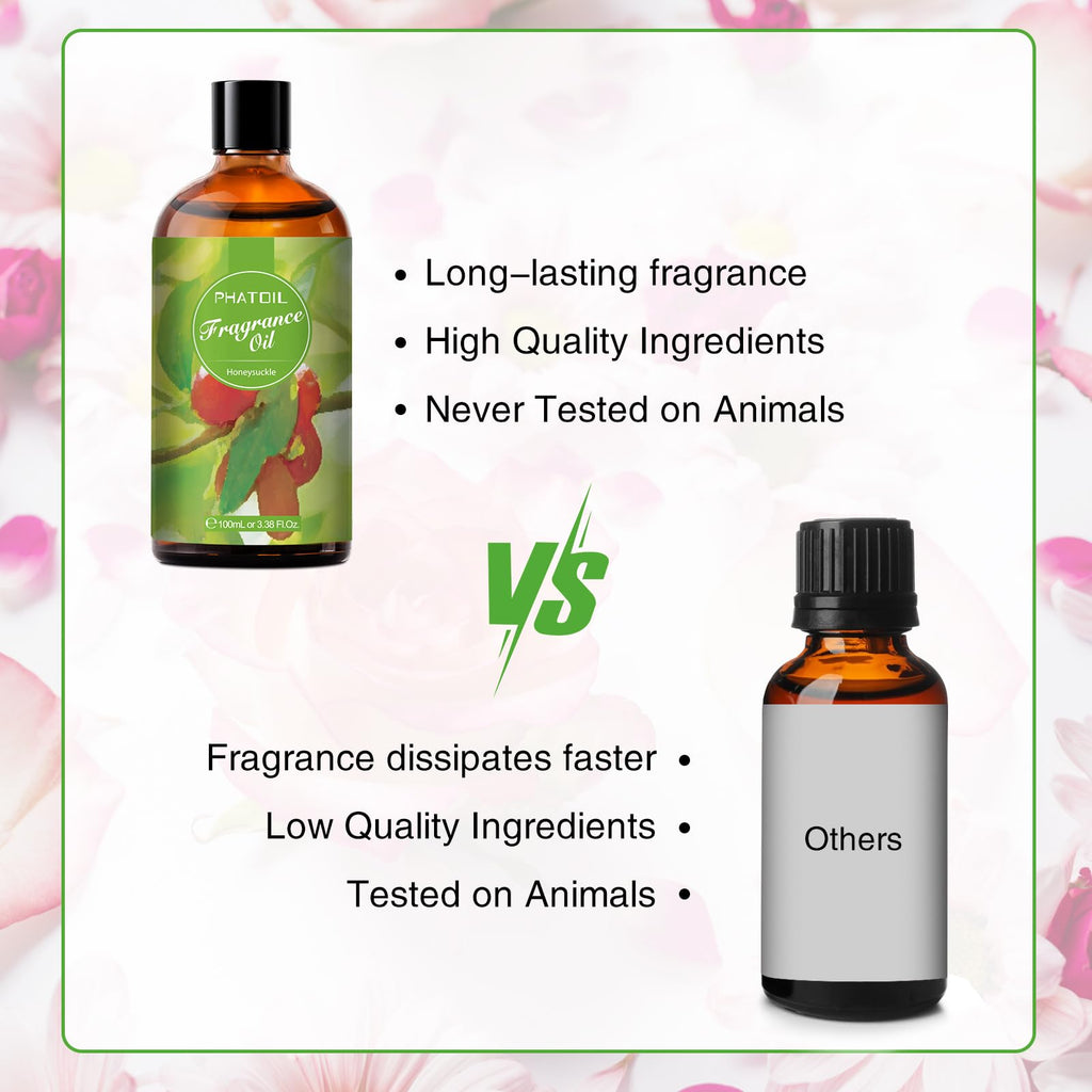PHATOIL Honeysuckle Fragrance Oil 100ml (3.38 fl oz) | Aromatherapy, Diffuser Oil, DIY Candles & Soaps