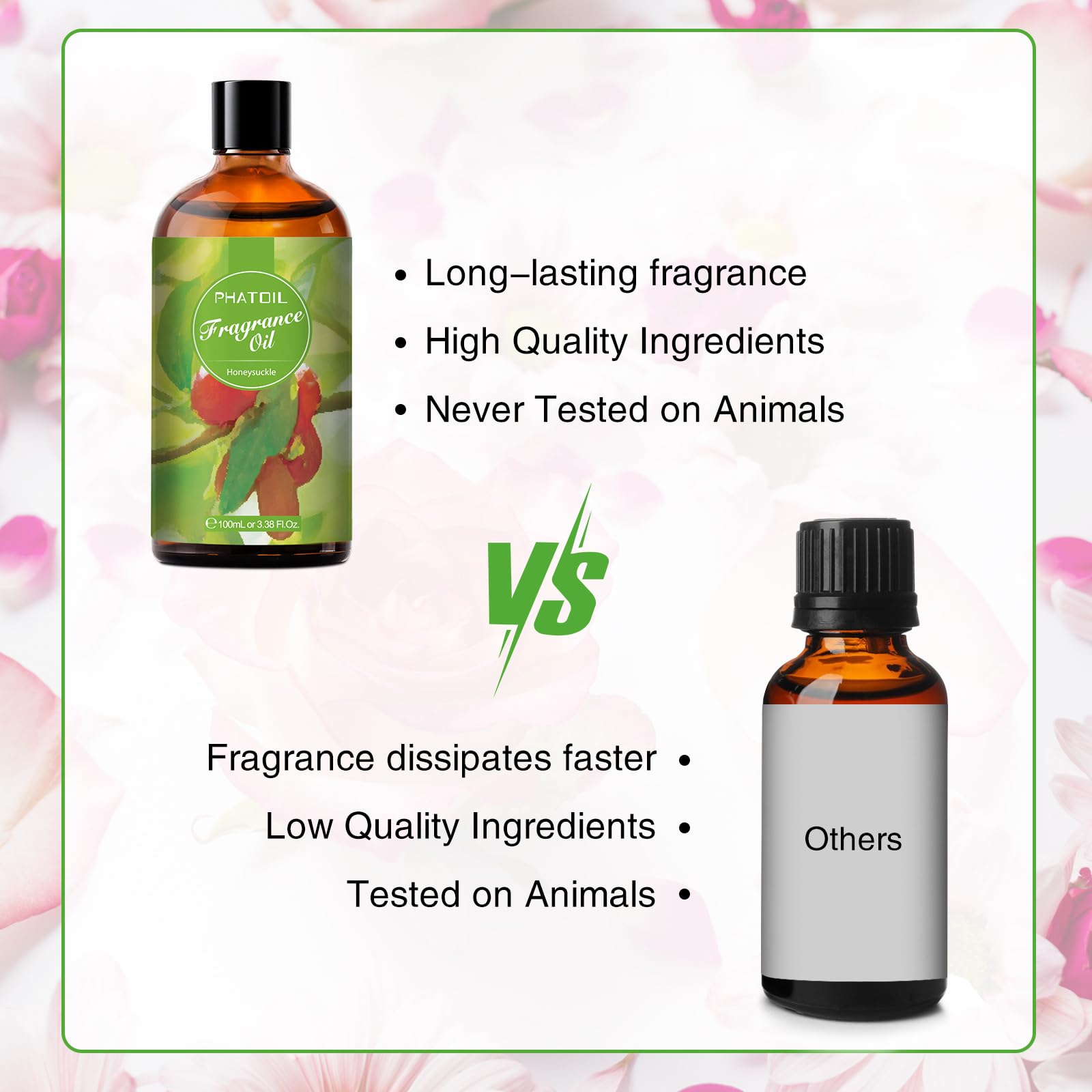 PHATOIL Honeysuckle Fragrance Oil 100ml (3.38 fl oz) | Aromatherapy, Diffuser Oil, DIY Candles & Soaps