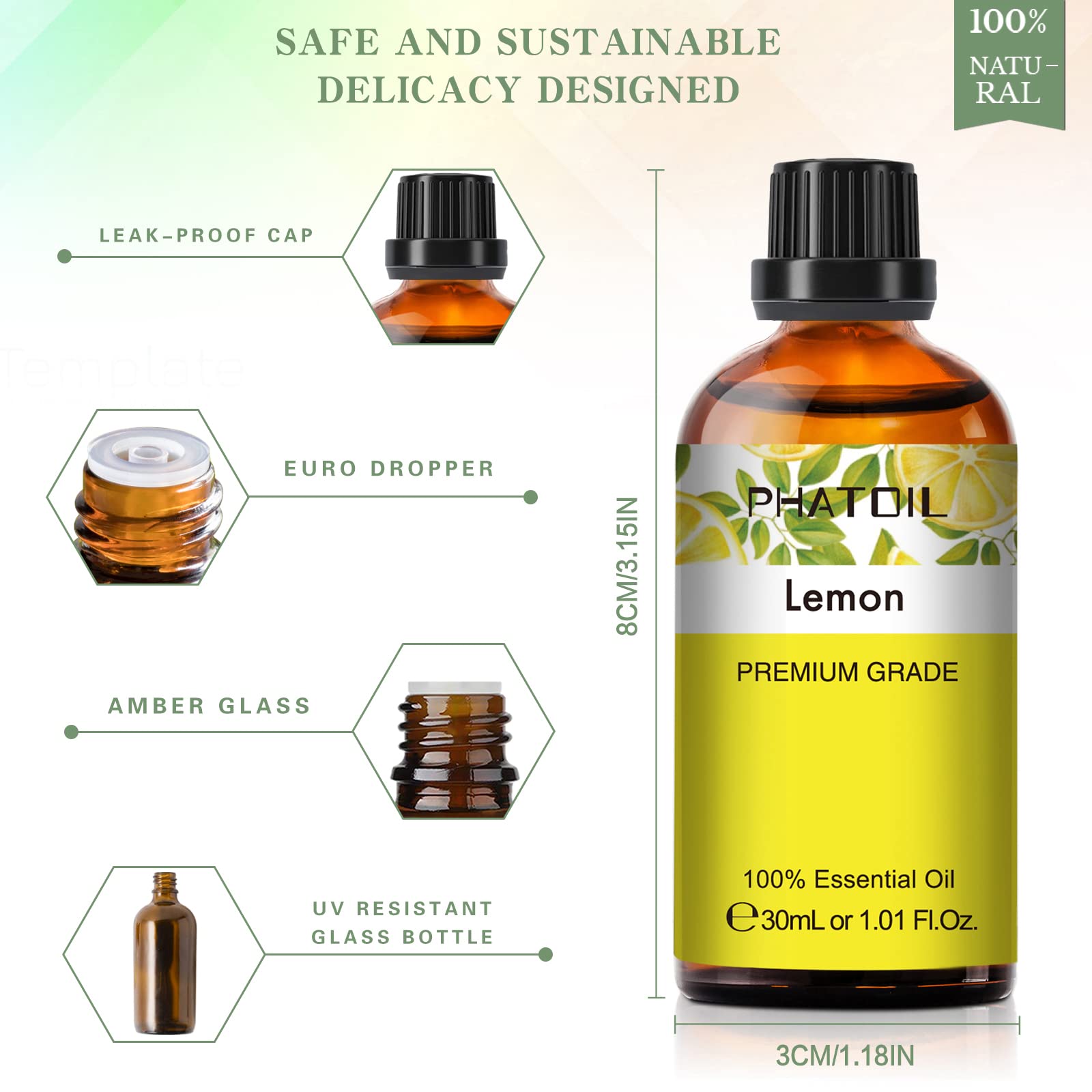 PHATOIL Lemon Essential Oil 30 mL | Pure Aromatherapy for Diffusers & DIY Crafts