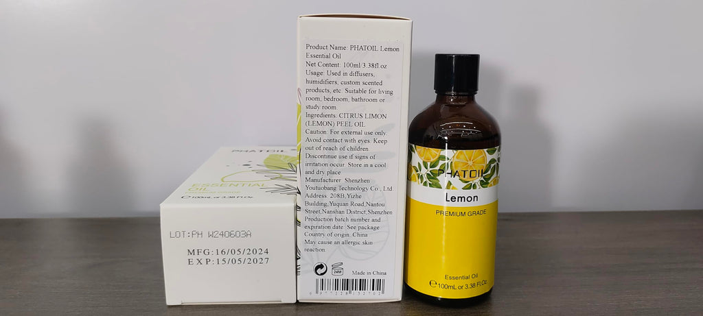 PHATOIL Lemon Essential Oil 3.38oz – Aromatherapy, Diffusers, DIY Candles & Gifts