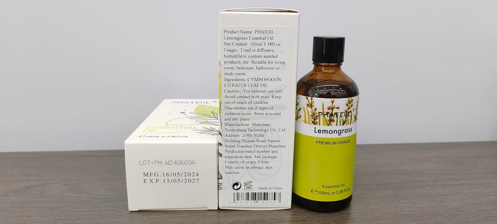 PHATOIL Lemongrass Essential Oil 100ml | Aromatherapy, Diffuser & Soap Making