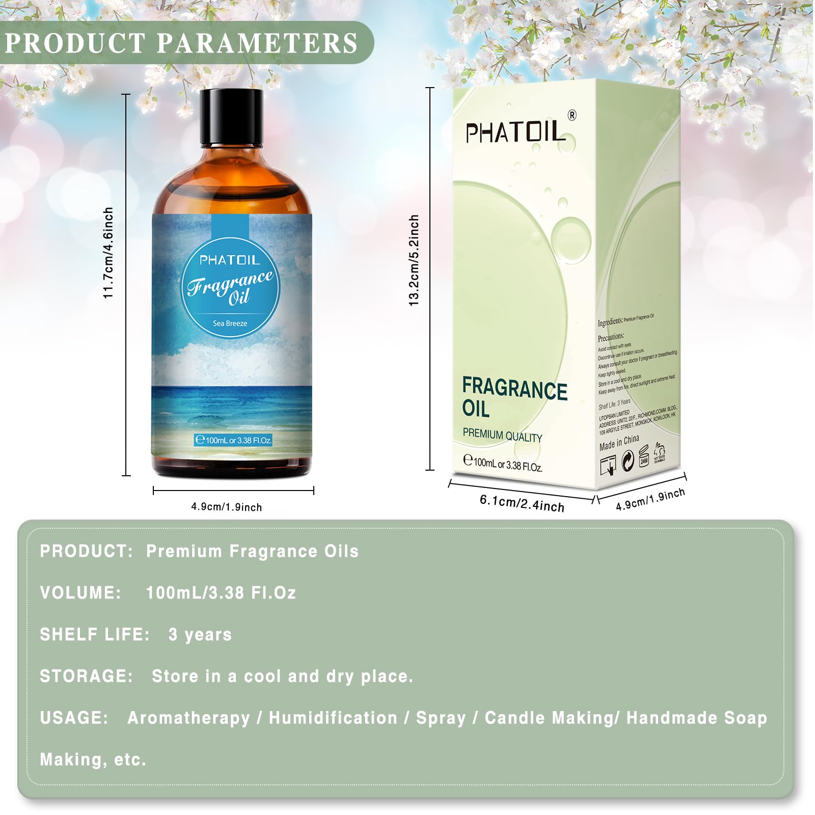 PHATOIL Sea Breeze Fragrance Oil – 100ml | Aromatherapy, Diffusers, DIY Candles & Soaps