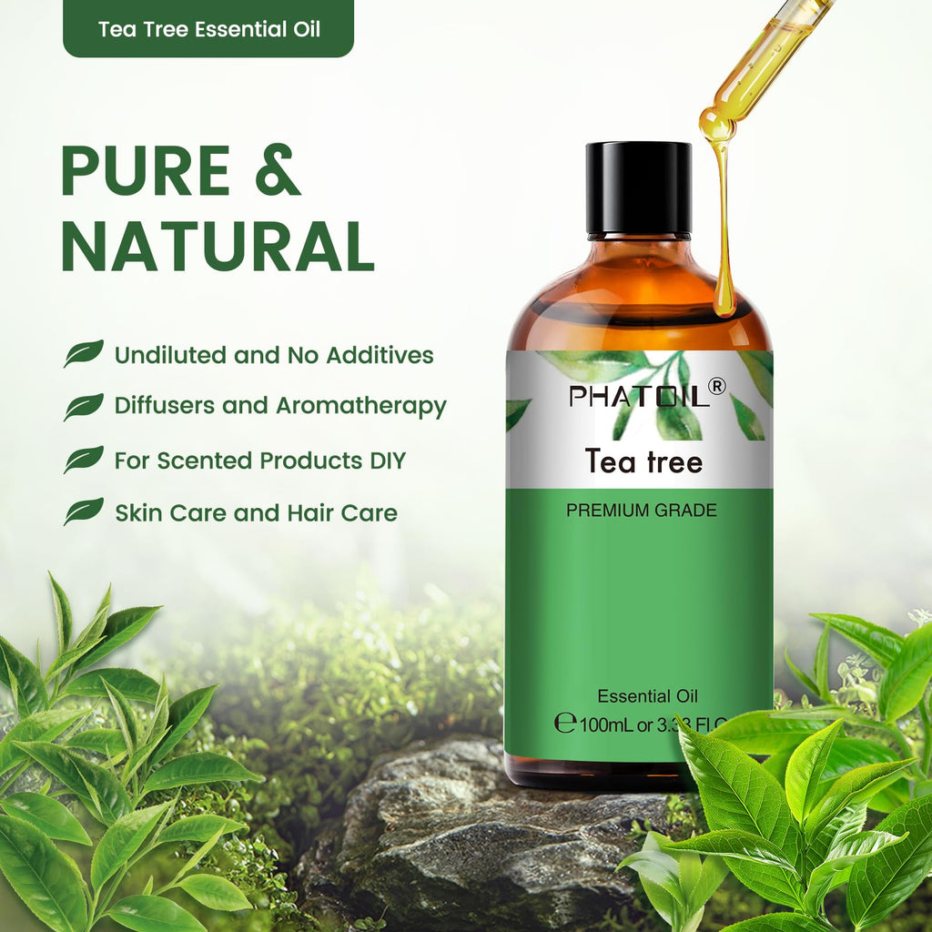 PHATOIL Pure Tea Tree Essential Oil - 3.38 fl oz | 100% Pure Therapeutic Grade