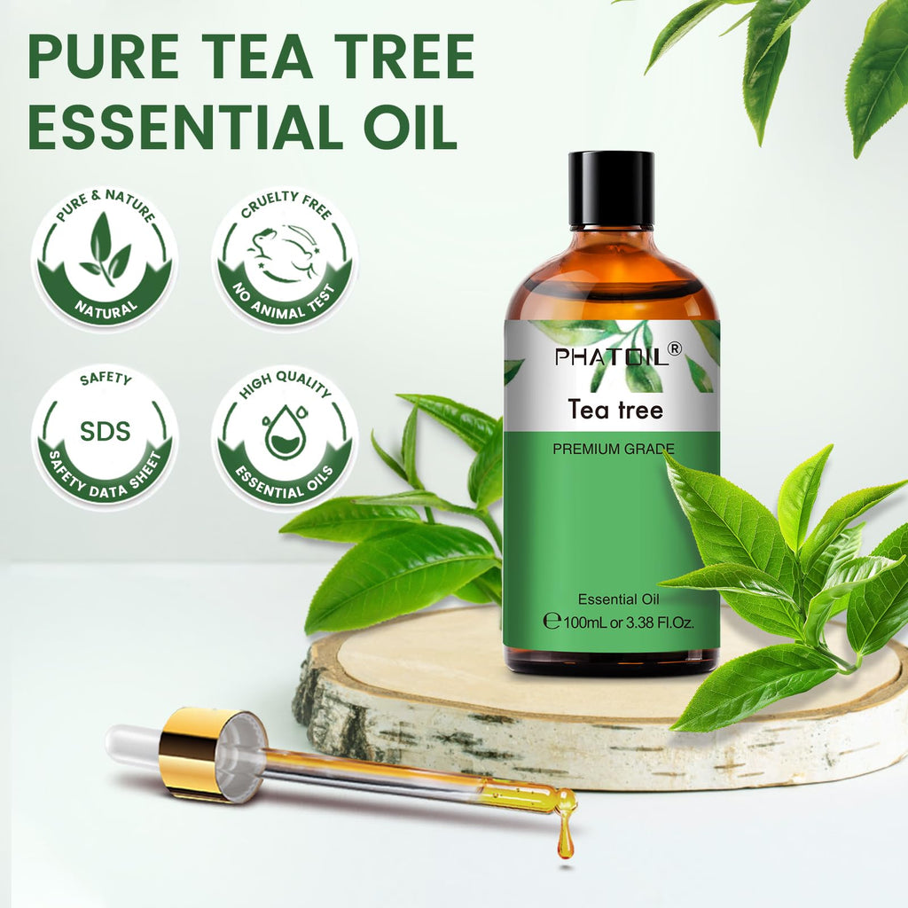 PHATOIL Pure Tea Tree Essential Oil - 3.38 fl oz | 100% Pure Therapeutic Grade