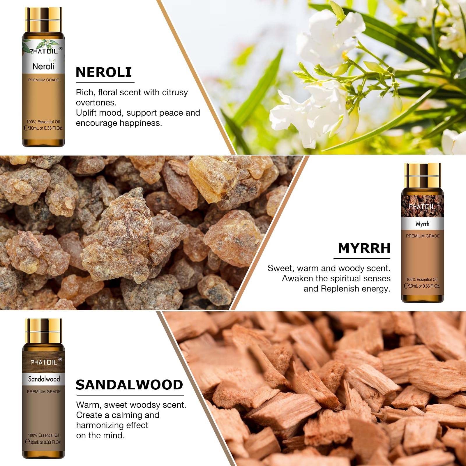 PHATOIL 9PCS Premium Essential Oil Set – 10ml Diffuser & DIY Gift