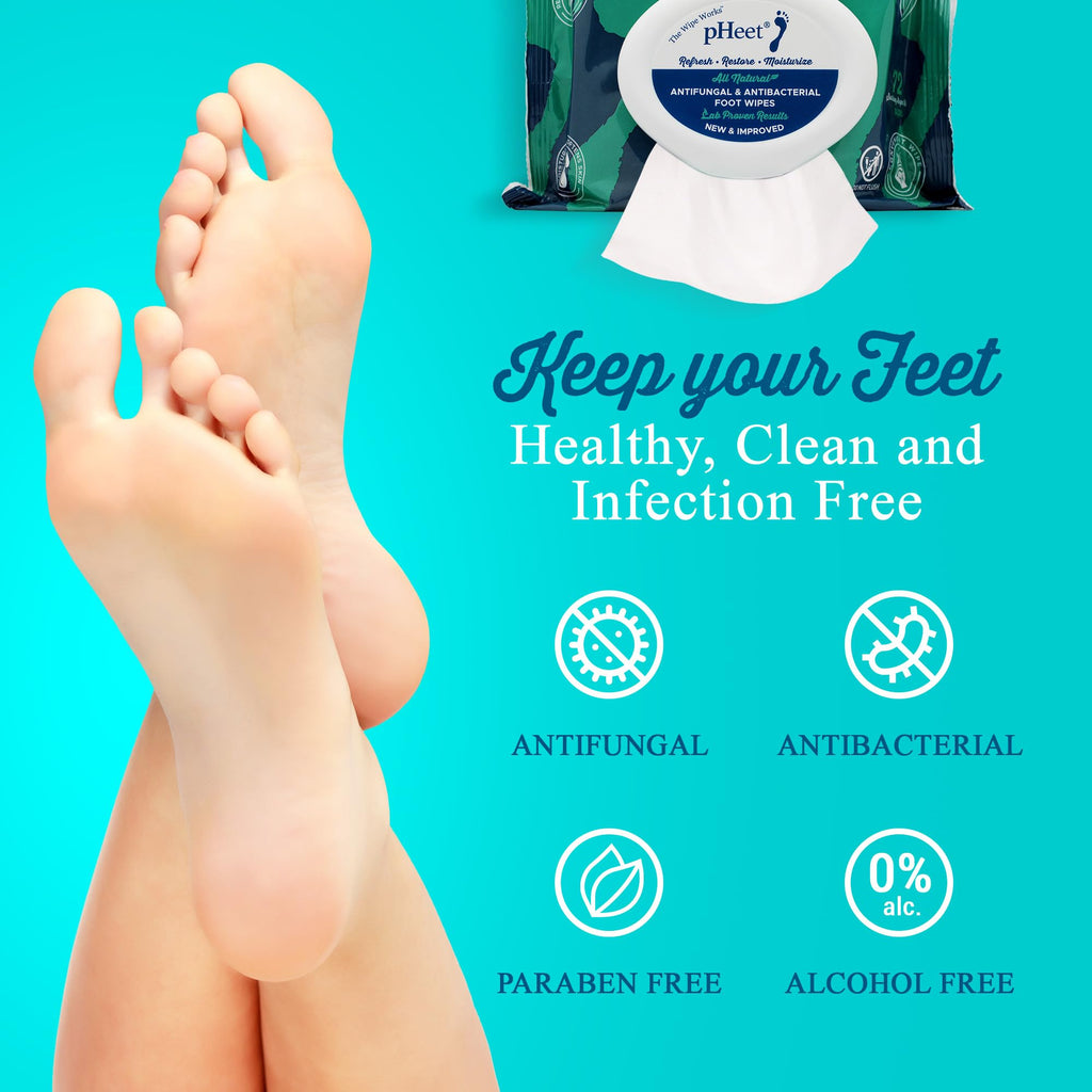 pHeet Foot Wipes – All-Natural Antifungal & Antibacterial Foot Care (72 Count)