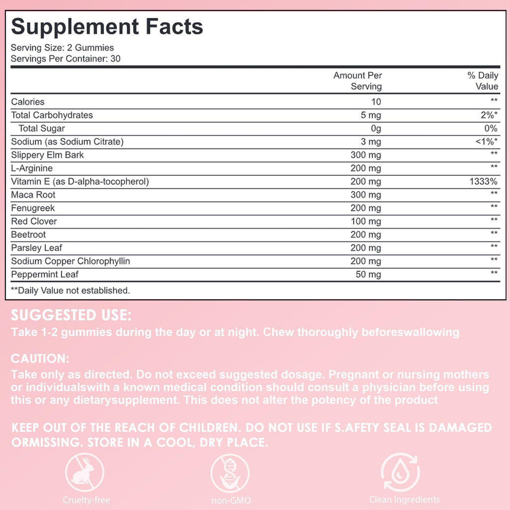 Pheromone Gummies for Women – Slippery Elm, Hormone Balance, Odor Support, 60 Vegan Gummies
