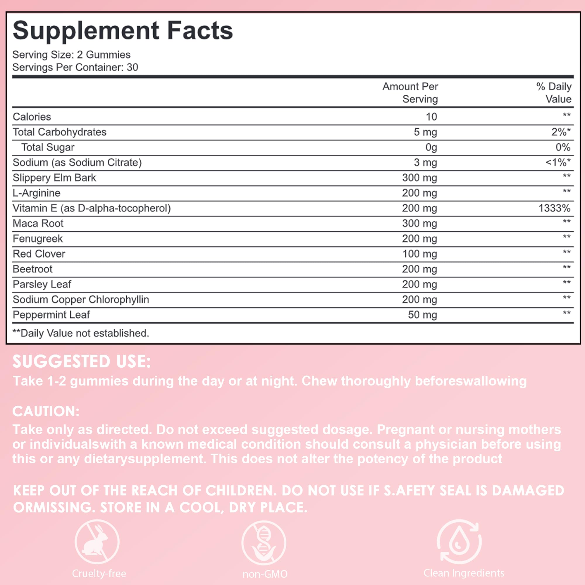 Pheromone Gummies for Women – Slippery Elm, Hormone Balance, Odor Support, 60 Vegan Gummies