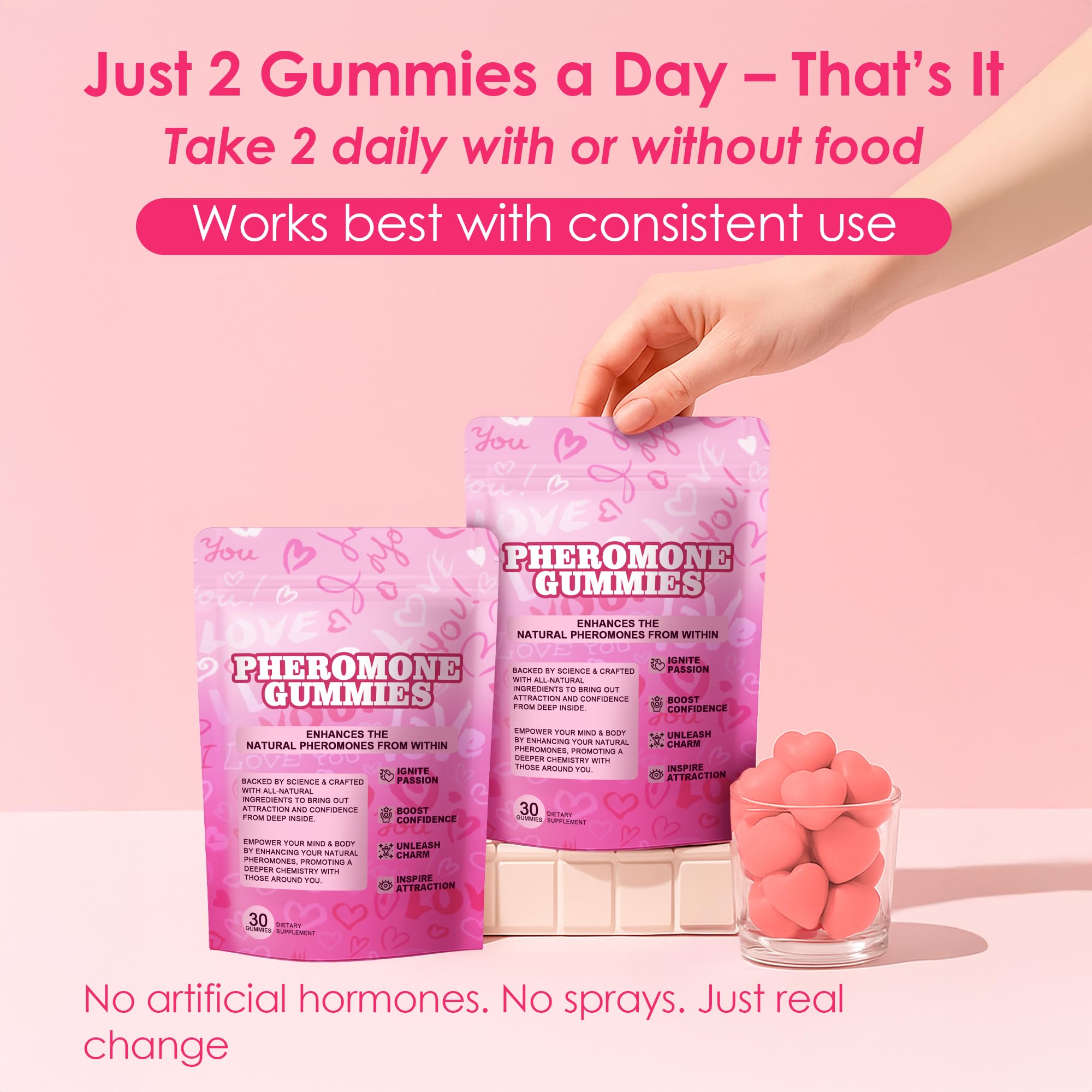 Pheromone Gummies for Women – Slippery Elm, Hormone Balance, Odor Support, 60 Vegan Gummies