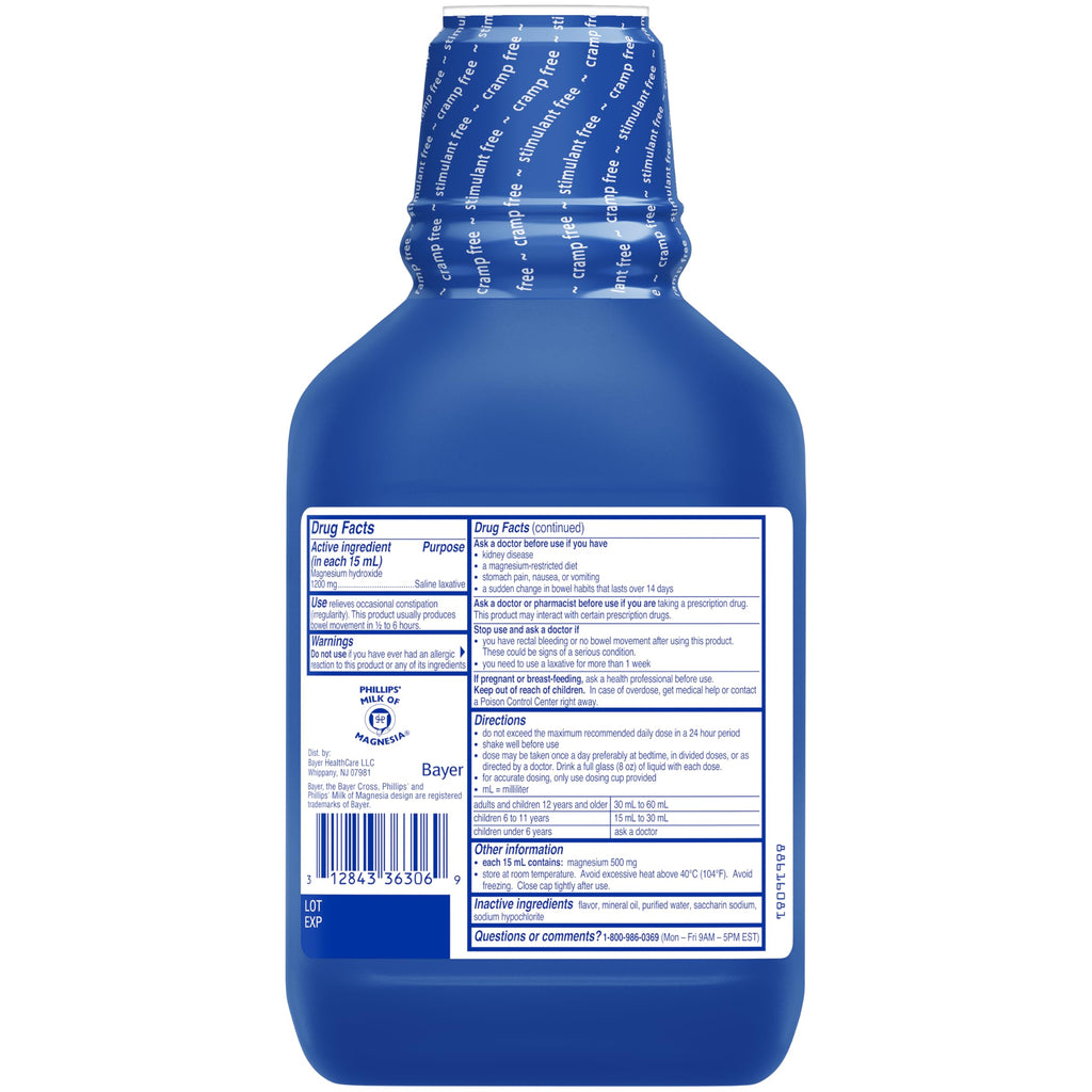 Phillips' Fresh Mint Milk of Magnesia Liquid — Pack of 2 (52 oz total) | Mint Laxative