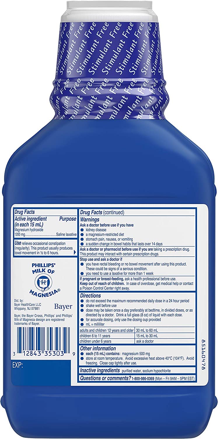 Phillips' Milk of Magnesia Original 26 oz – Pack of 3 | Gentle Overnight Laxative