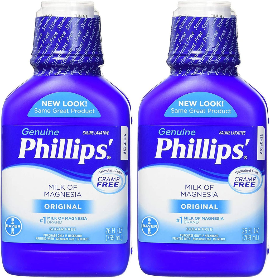 Phillips' Milk of Magnesia Liquid Laxative – 26 oz Pack of 2 | Cramp-Free, Gentle Overnight Relief