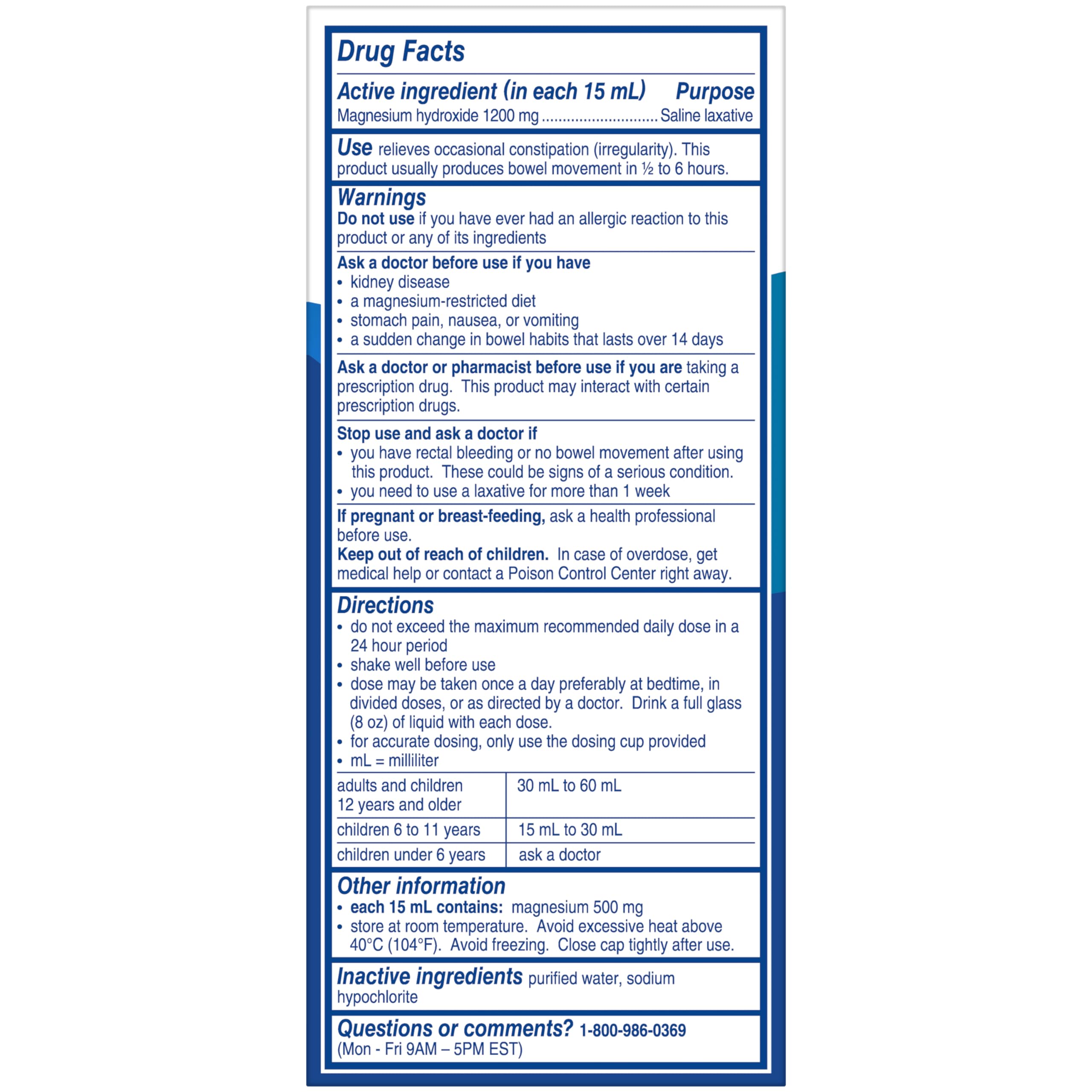 Phillips' Milk of Magnesia Original Laxative — Gentle, Stimulant-Free Relief (Pack of 6, 4 oz each)