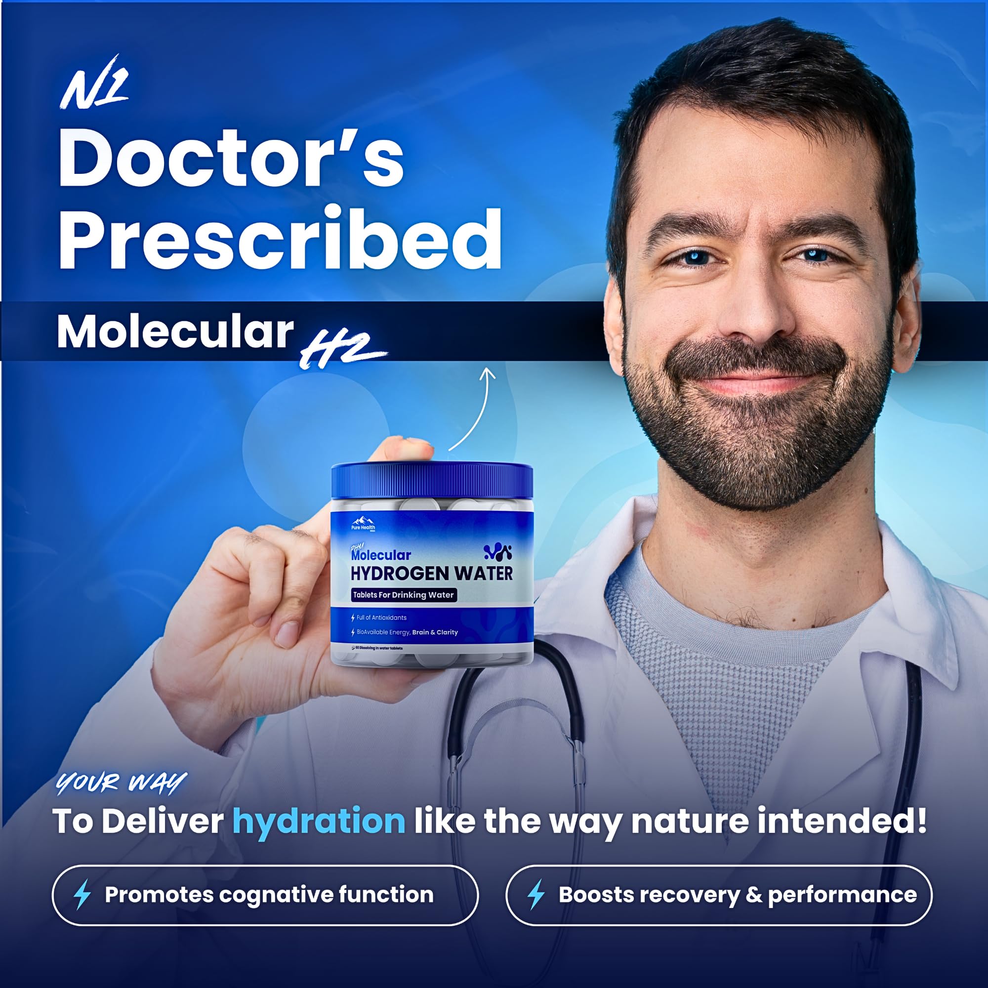 PHM Hydrogen Water Tablets – H2 Molecular Tabs | Hydration & Energy (90 Tablets)