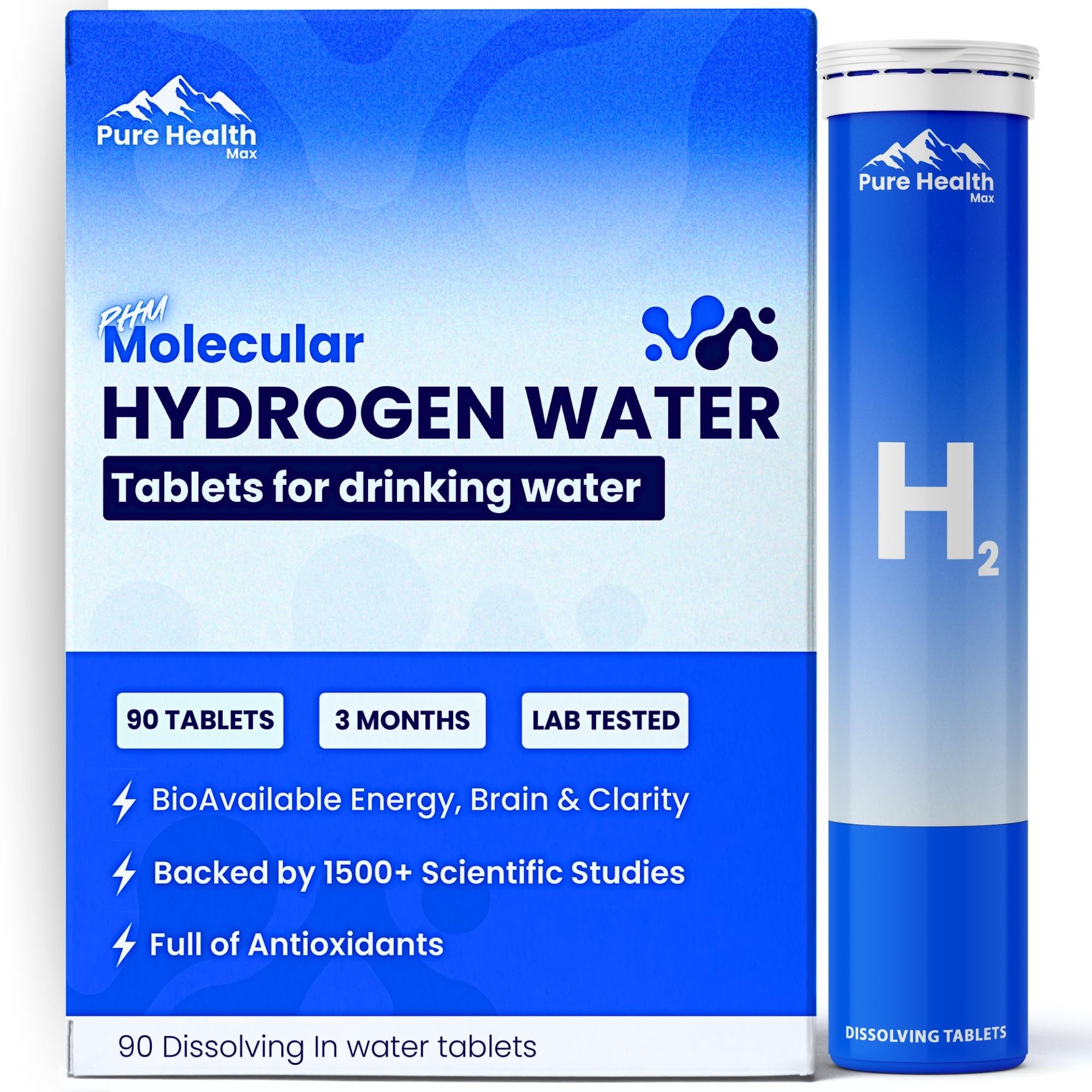 PHM Hydrogen Water Tablets – H2 Molecular Tabs for Hydration & Energy | 90 Tablets