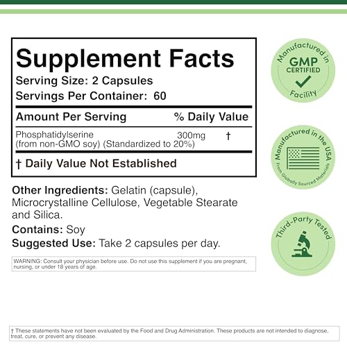 PhosphatidylSerine 300mg per Serving – 120 Capsules | Double Wood