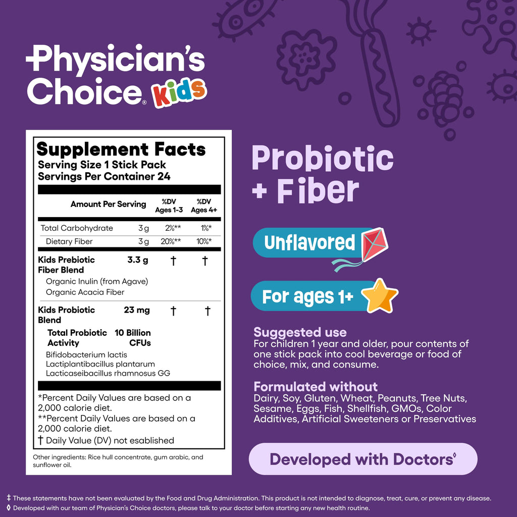Physician's Choice Kids Probiotic + Prebiotic Fiber – 24 Pack (Ages 1+)