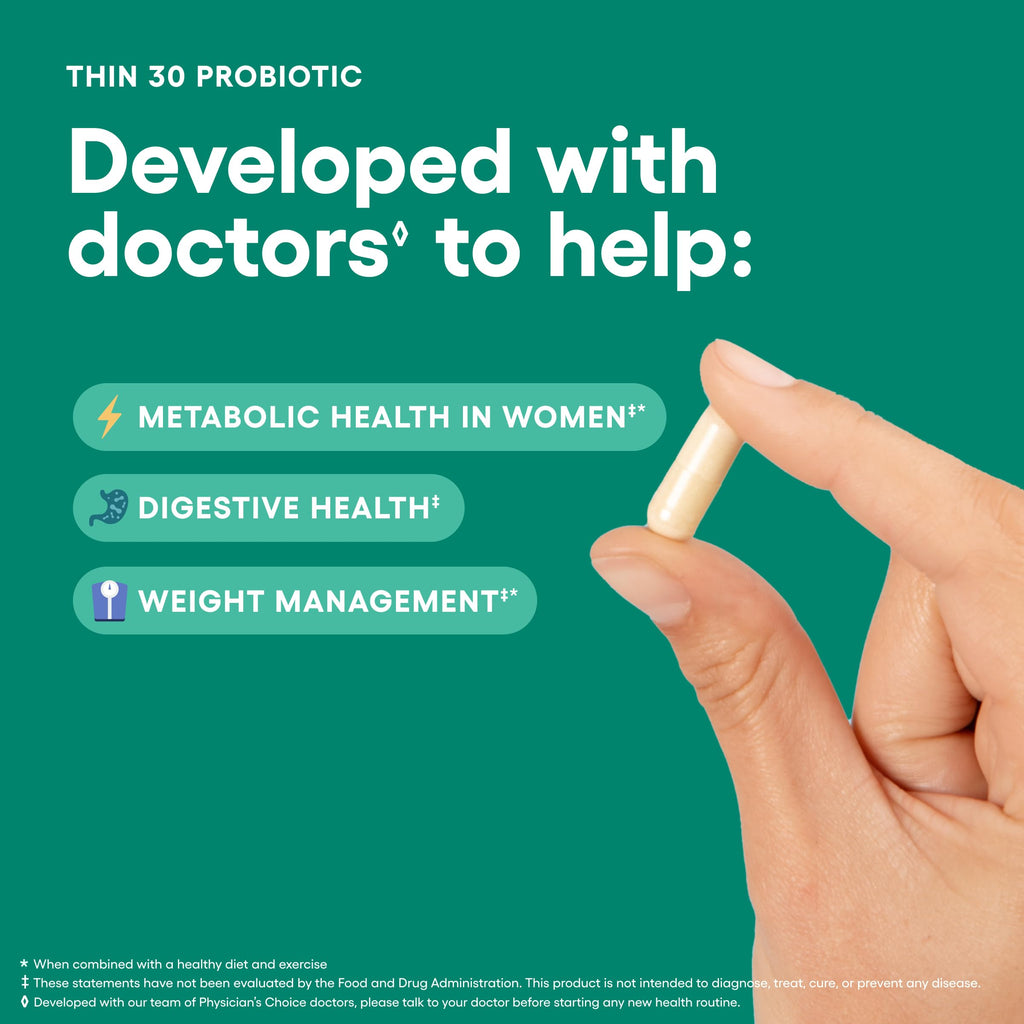 Physician's CHOICE Probiotics for Weight Management & Bloating | 6 Strains, Prebiotics, Cayenne