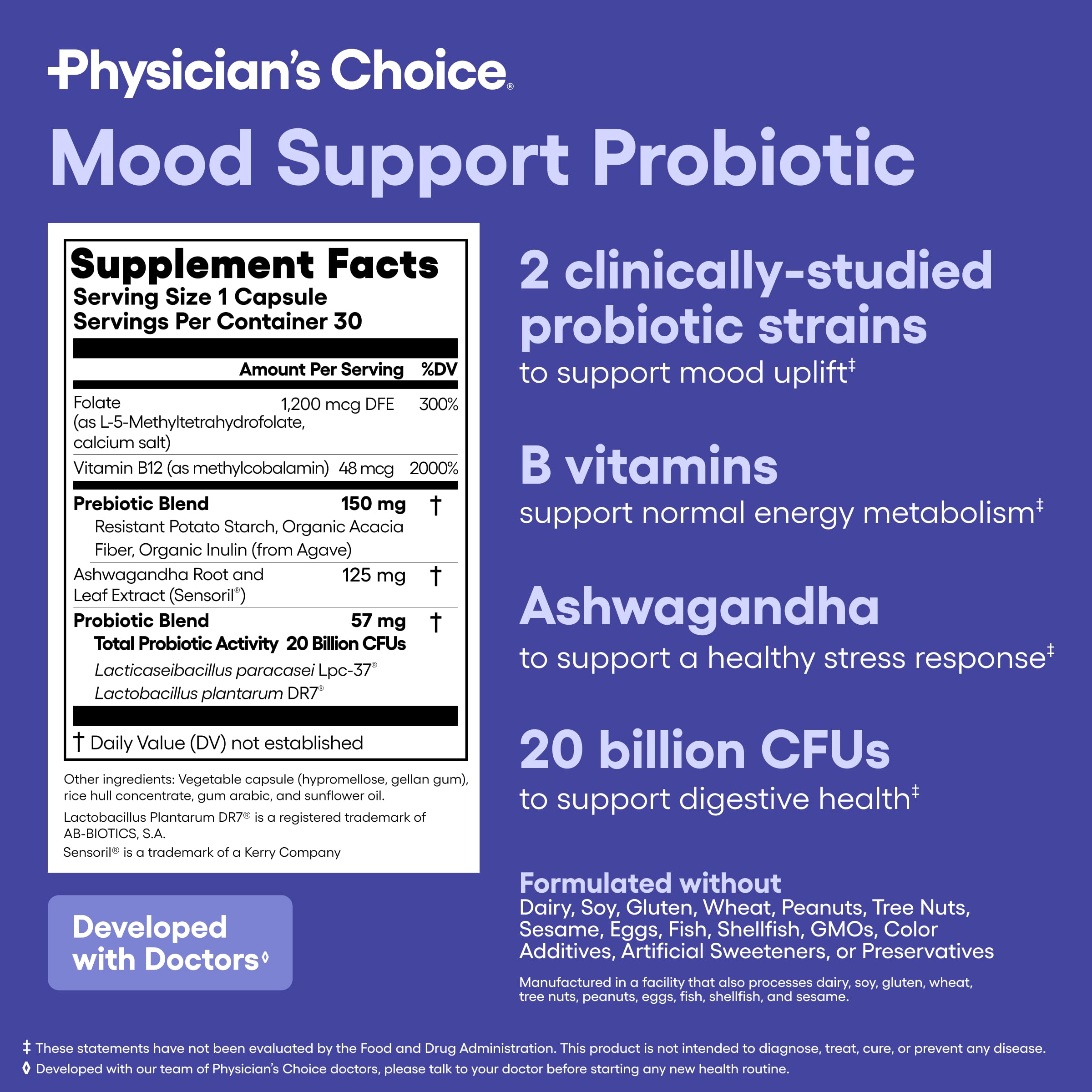 Physician's CHOICE Mood Probiotic - Mood & Digestive Health (30ct)