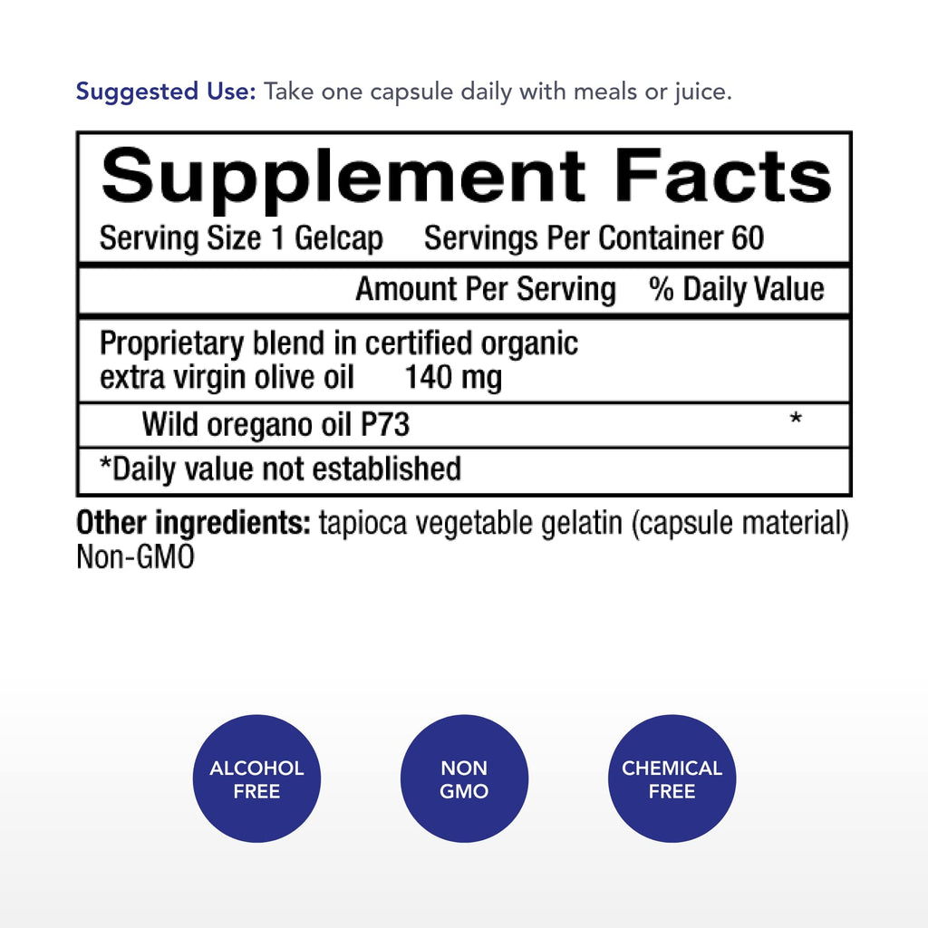 Physician's Strength Wild Oregano Gels – 60 Gelcaps | 100% Wild P73 Oil | Non-GMO