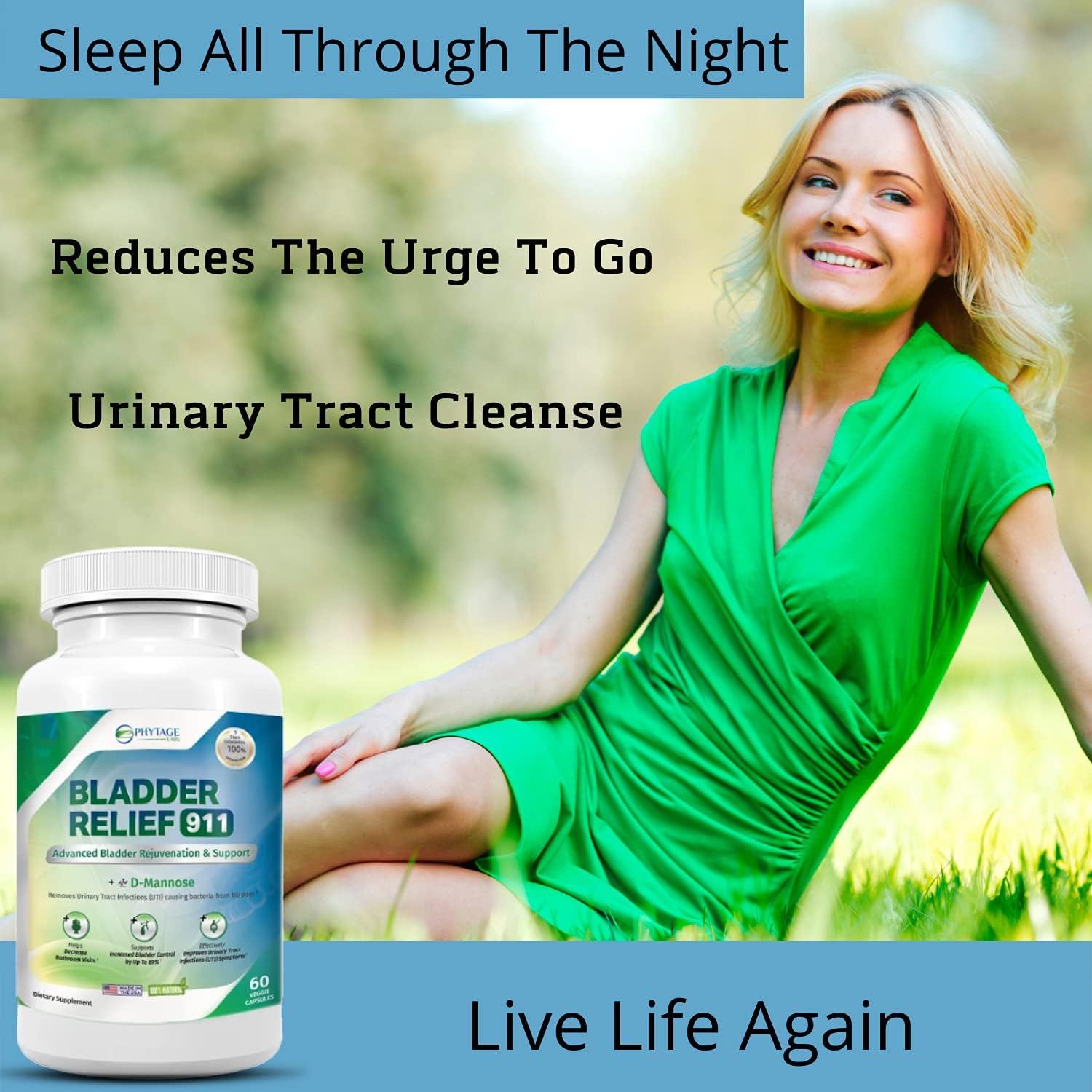 Phytage Labs Bladder Relief 911 Detoxifying Strength – Urinary Support for Men & Women, 2 Pack